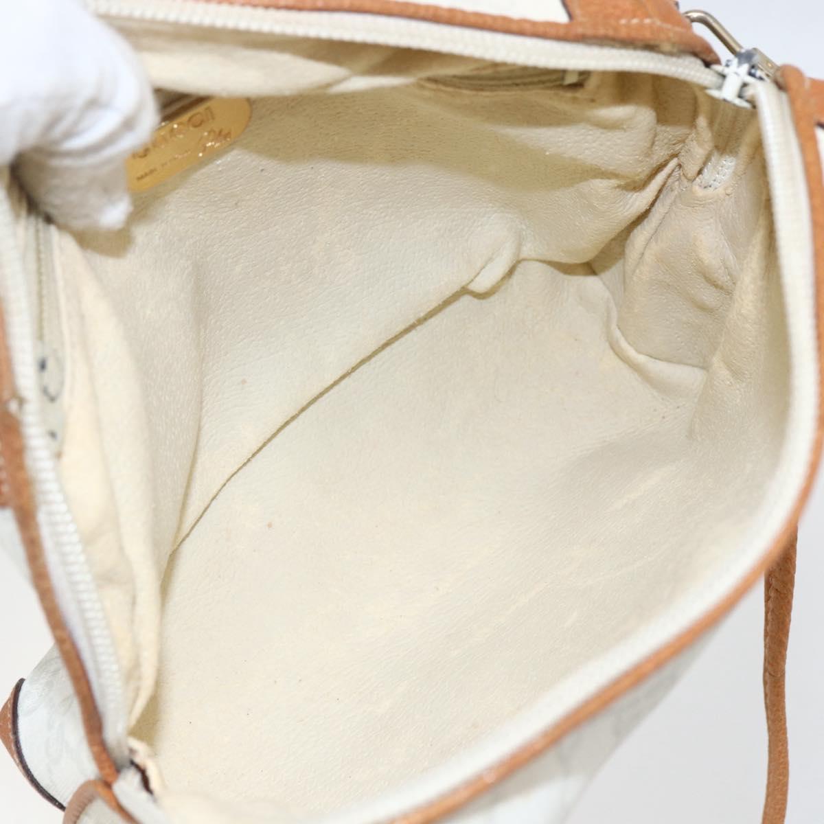 GUCCI GG Plus Supreme Shoulder Bag PVC Gold White Auth ti3663