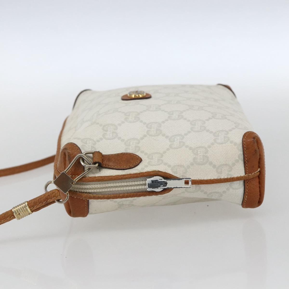 GUCCI GG Plus Supreme Shoulder Bag PVC Gold White Auth ti3663
