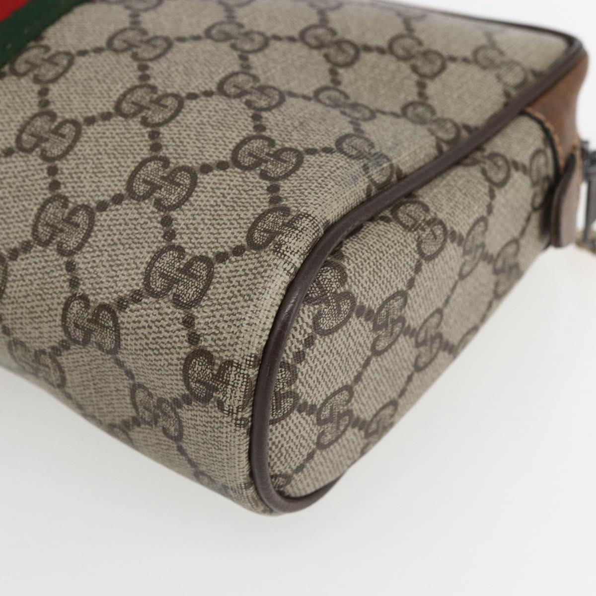 GUCCI GG Supreme Web Sherry Line Bag PVC Beige Red 32 014 3553 Auth ti3666