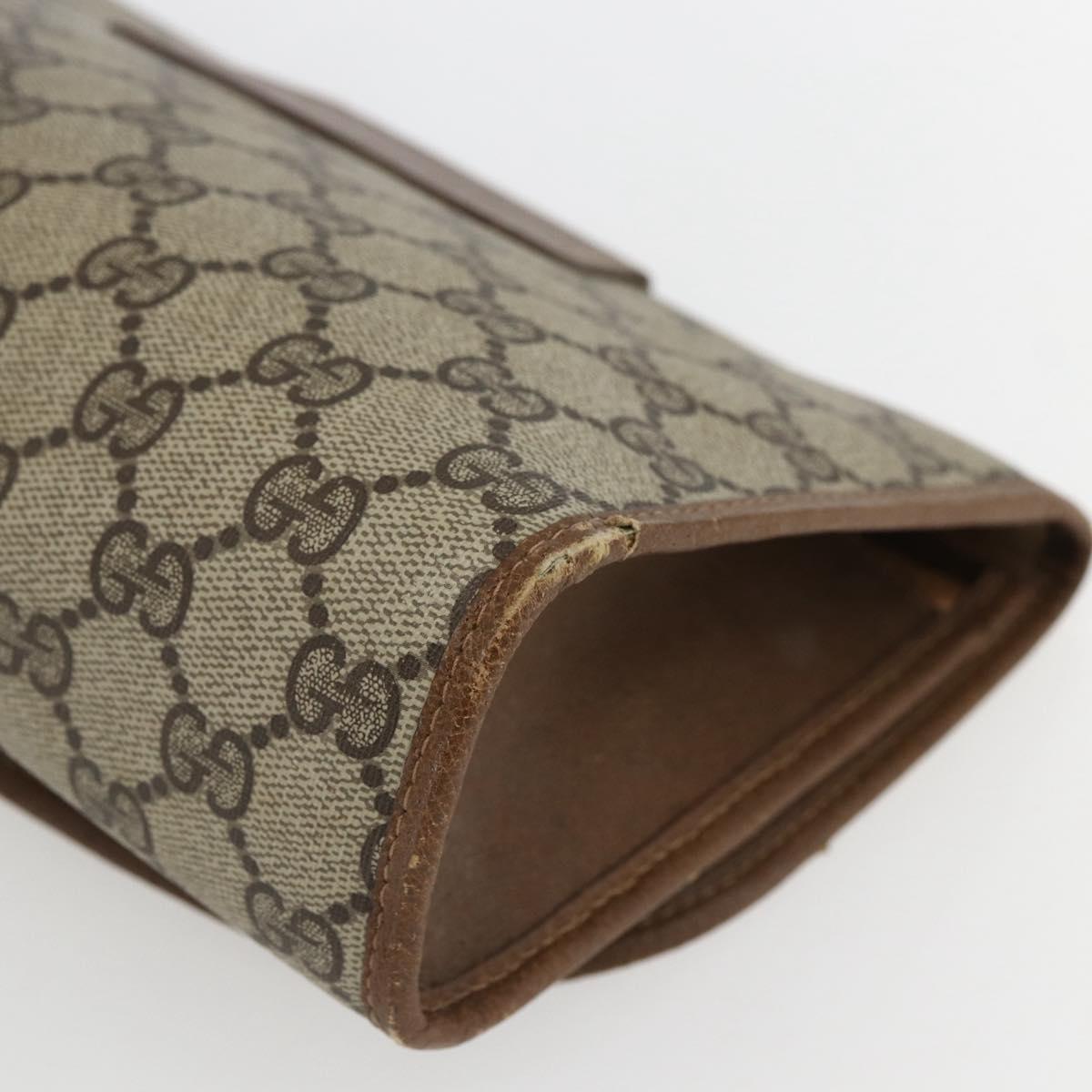 GUCCI GG Supreme Web Sherry Line Clutch Bag PVC Beige Gold 89 01 030 Auth ti3667