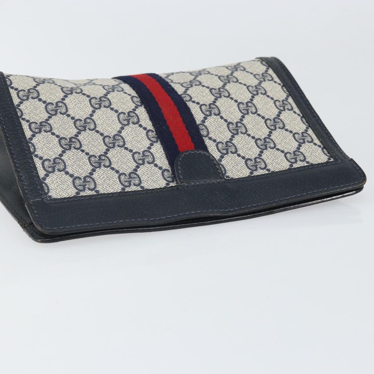 GUCCI GG Supreme Sherry Line Clutch Bag PVC Navy Red 64 01 001 Auth ti3668