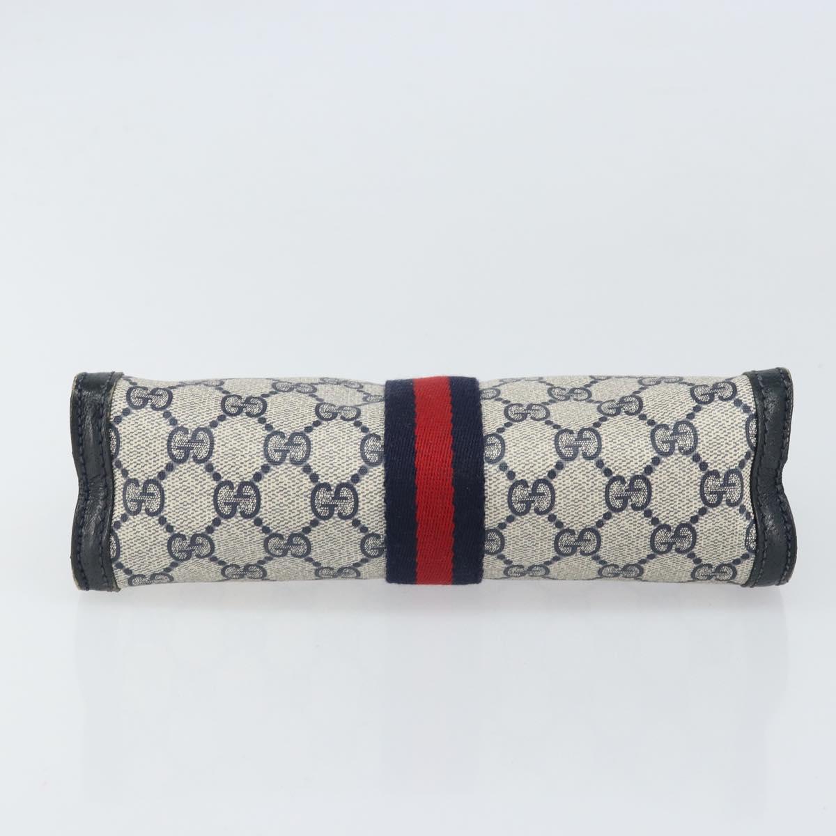 GUCCI GG Supreme Sherry Line Clutch Bag PVC Navy Red 64 01 001 Auth ti3668