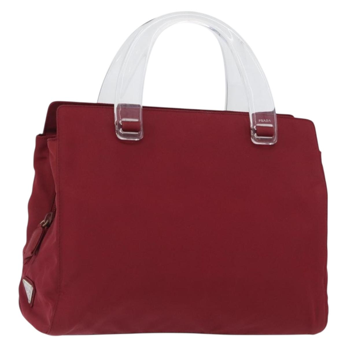 PRADA Hand Bag Nylon Red Auth ti3669