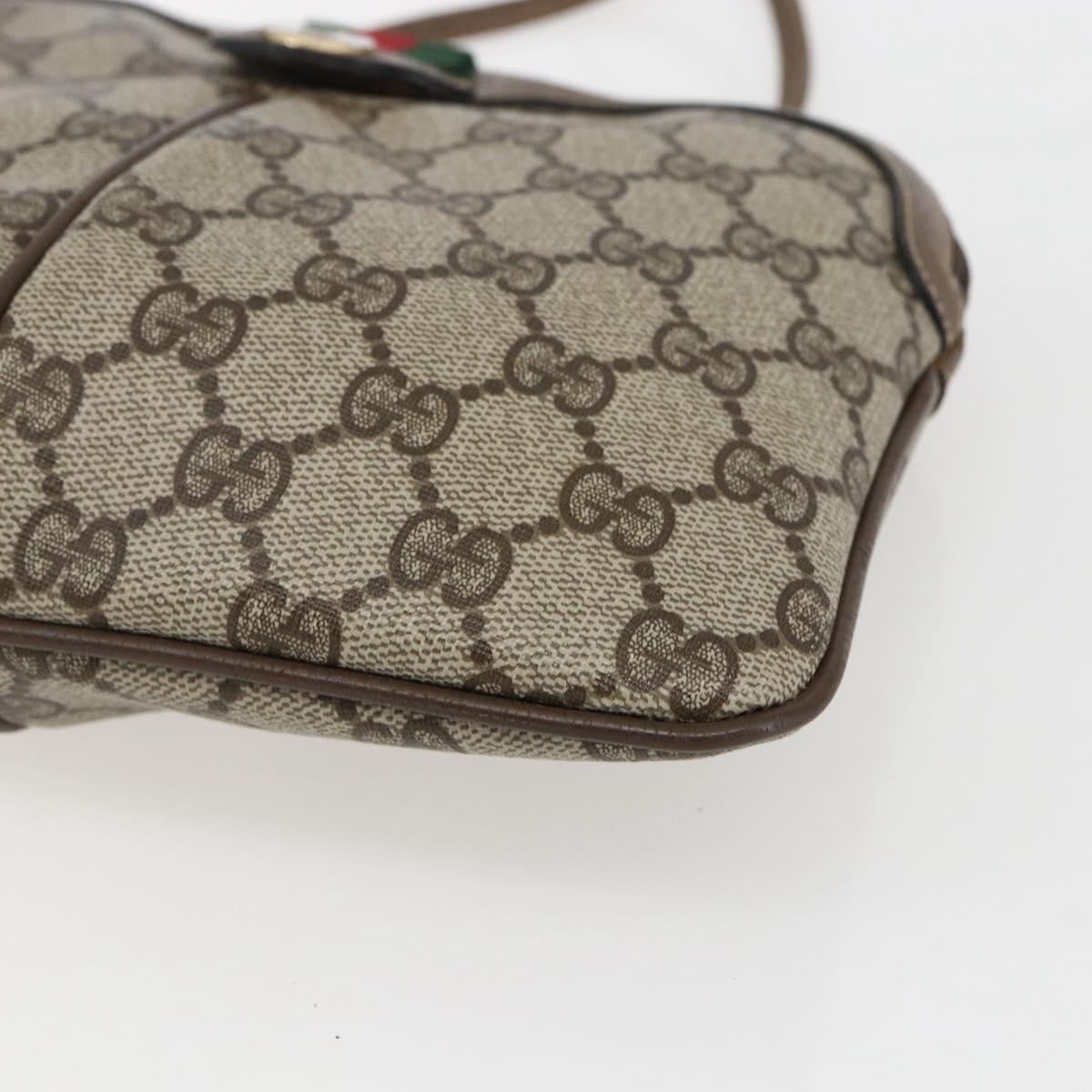 GUCCI GG Supreme Web Sherry Line Bag PVC Beige Red 904 02 047 Auth ti3671