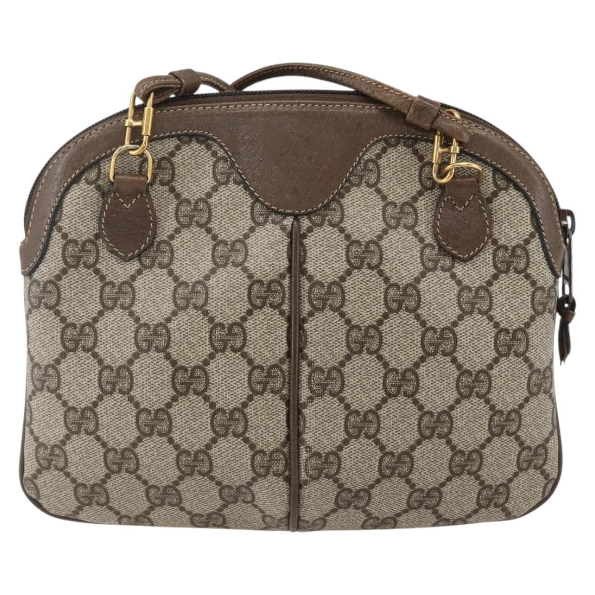 GUCCI GG Supreme Web Sherry Line Bag PVC Beige Red 904 02 047 Auth ti3671