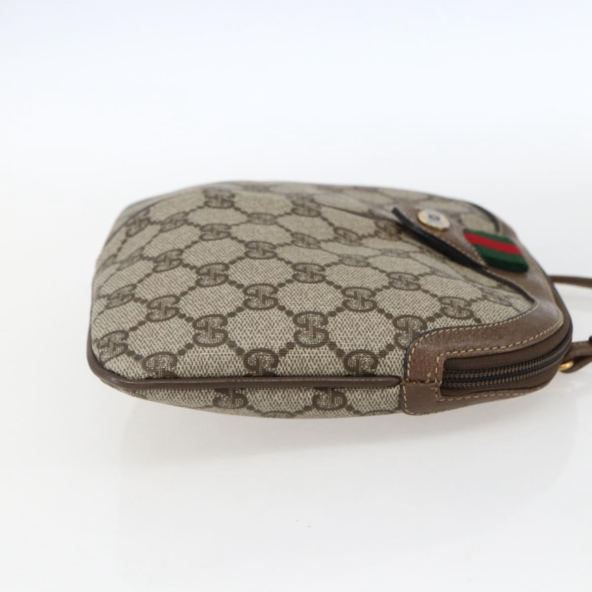 GUCCI GG Supreme Web Sherry Line Bag PVC Beige Red 904 02 047 Auth ti3671