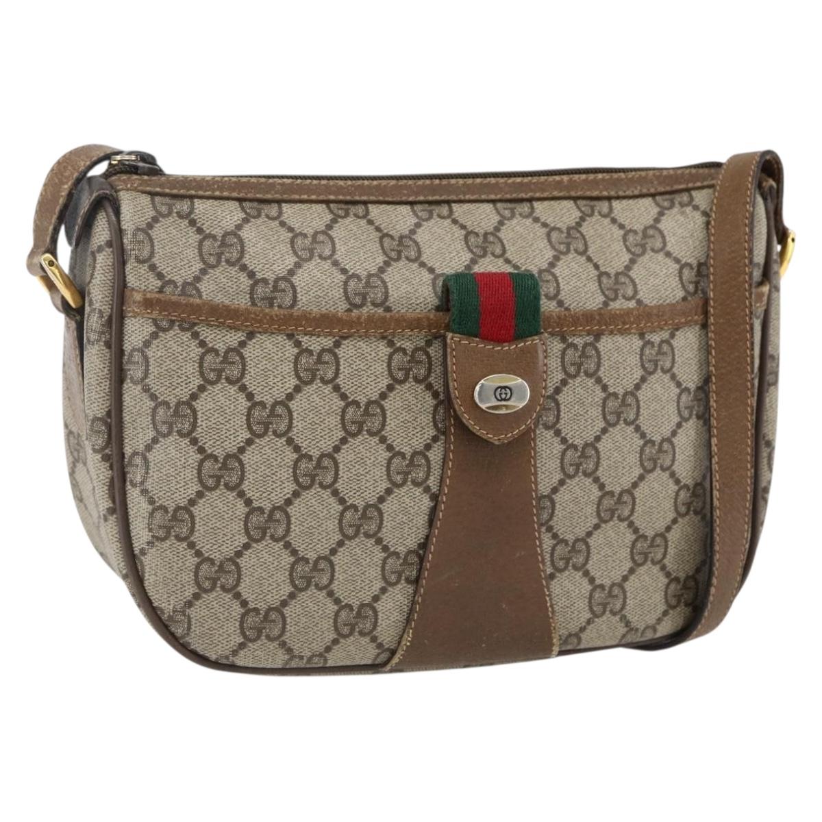 GUCCI GG Supreme Web Sherry Line Bag PVC Beige Red 89 02 032 Auth ti3672