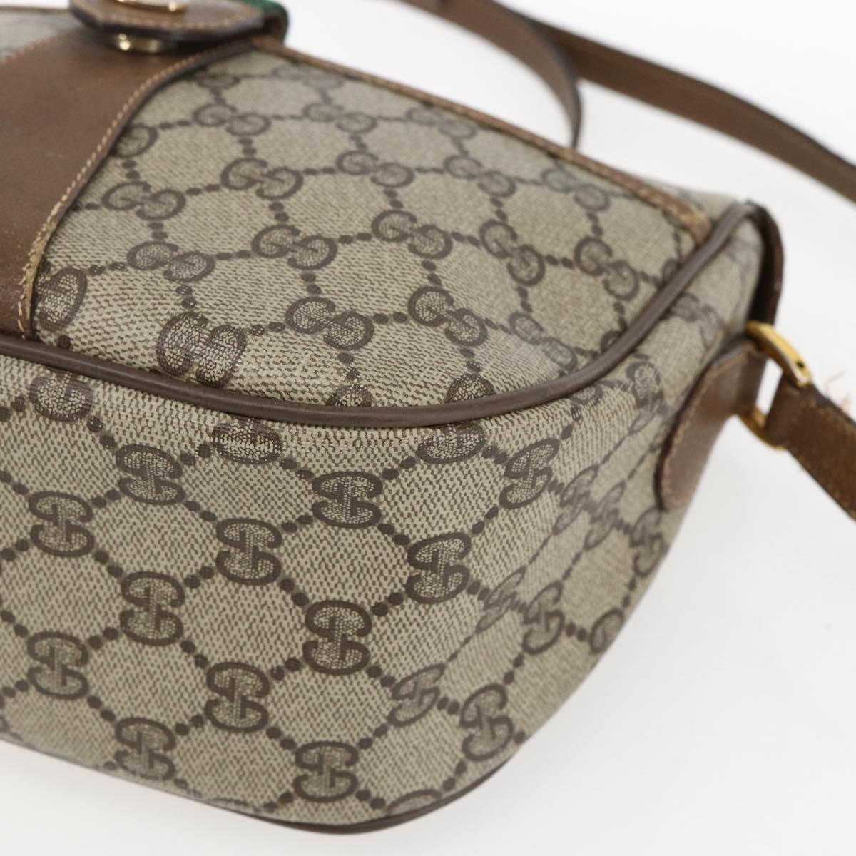GUCCI GG Supreme Web Sherry Line Bag PVC Beige Red 89 02 032 Auth ti3672