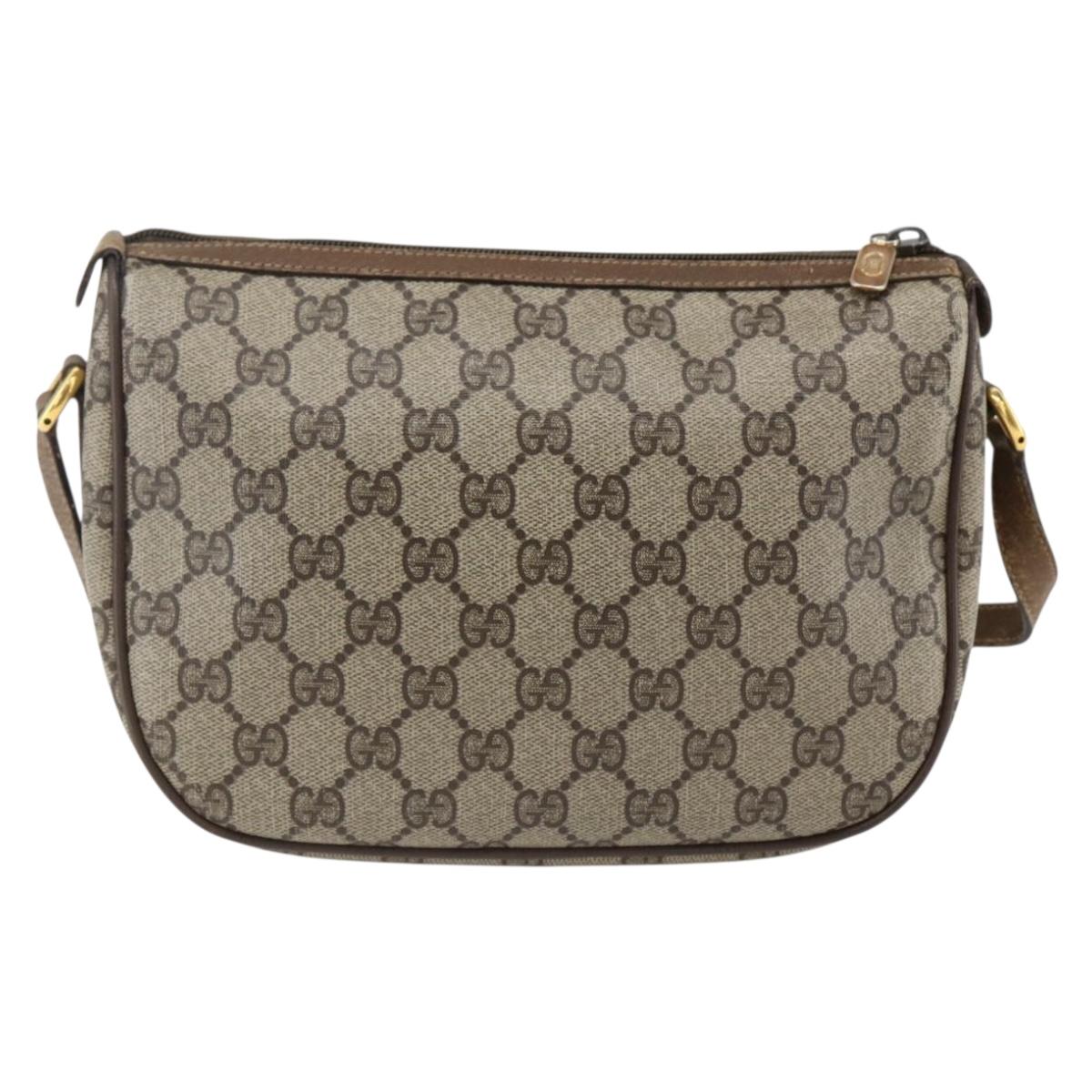 GUCCI GG Supreme Web Sherry Line Bag PVC Beige Red 89 02 032 Auth ti3672
