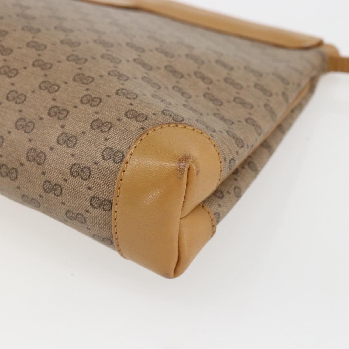 GUCCI Micro GG Supreme Shoulder Bag PVC Beige Gold Auth ti3673