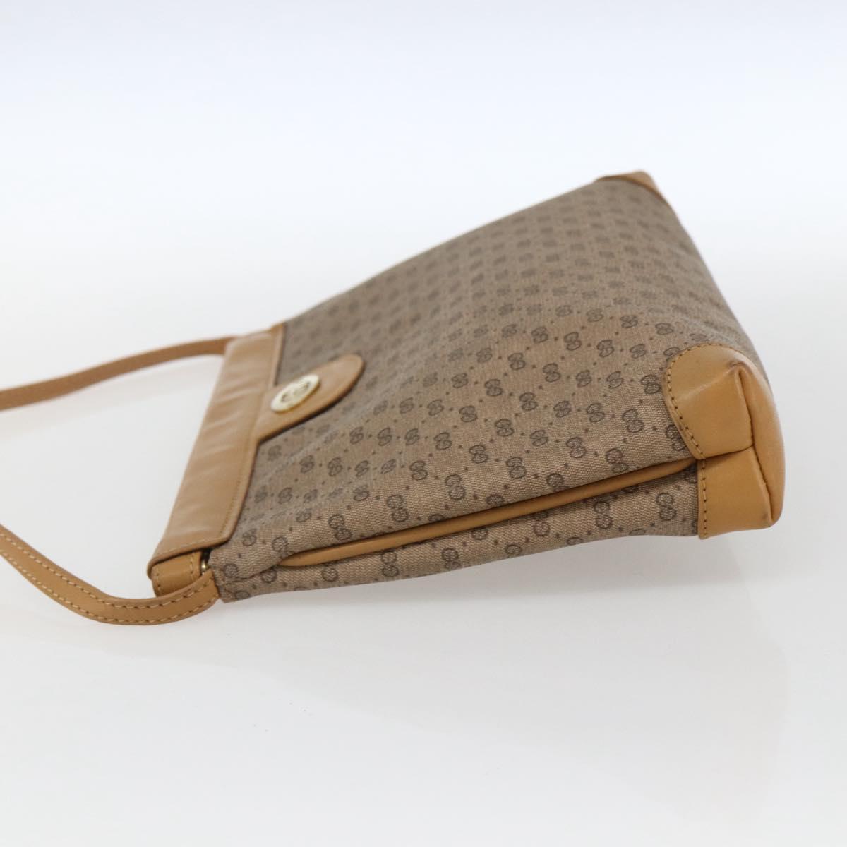 GUCCI Micro GG Supreme Shoulder Bag PVC Beige Gold Auth ti3673