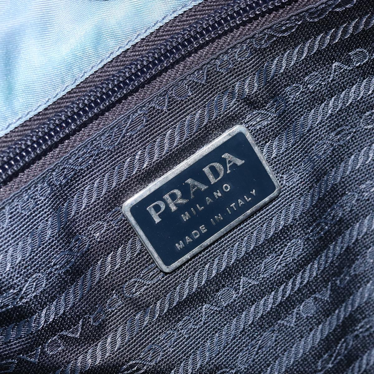 PRADA Backpack Nylon Baby Blue Silver Auth ti3674
