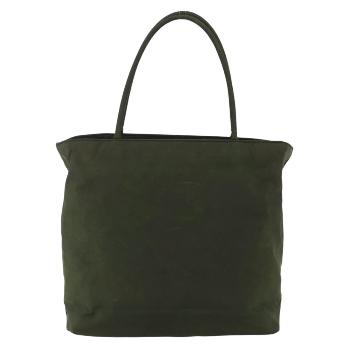 PRADA Hand Bag Nylon Khaki Silver Auth ti3676