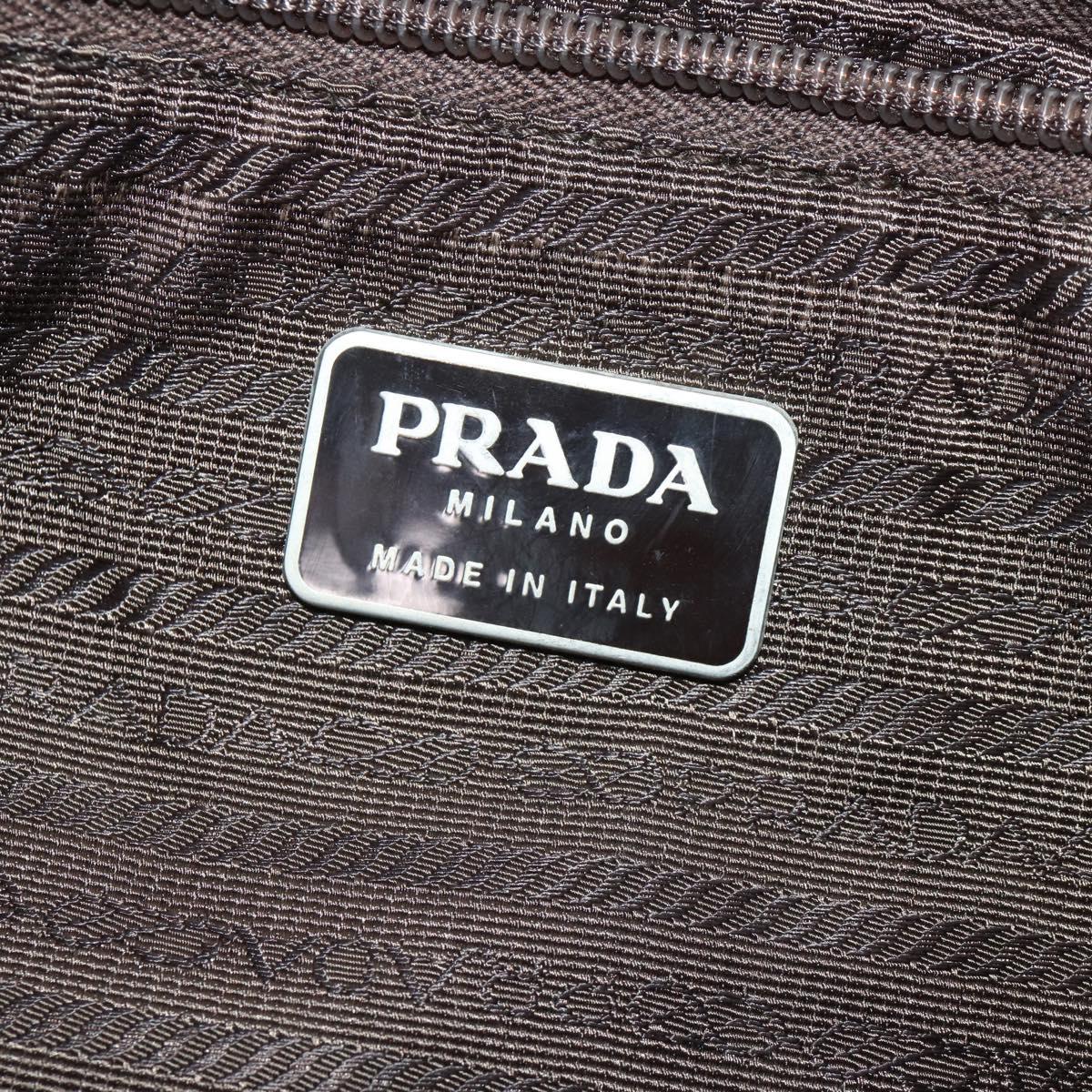 PRADA Backpack Nylon Khaki Silver Auth ti3677