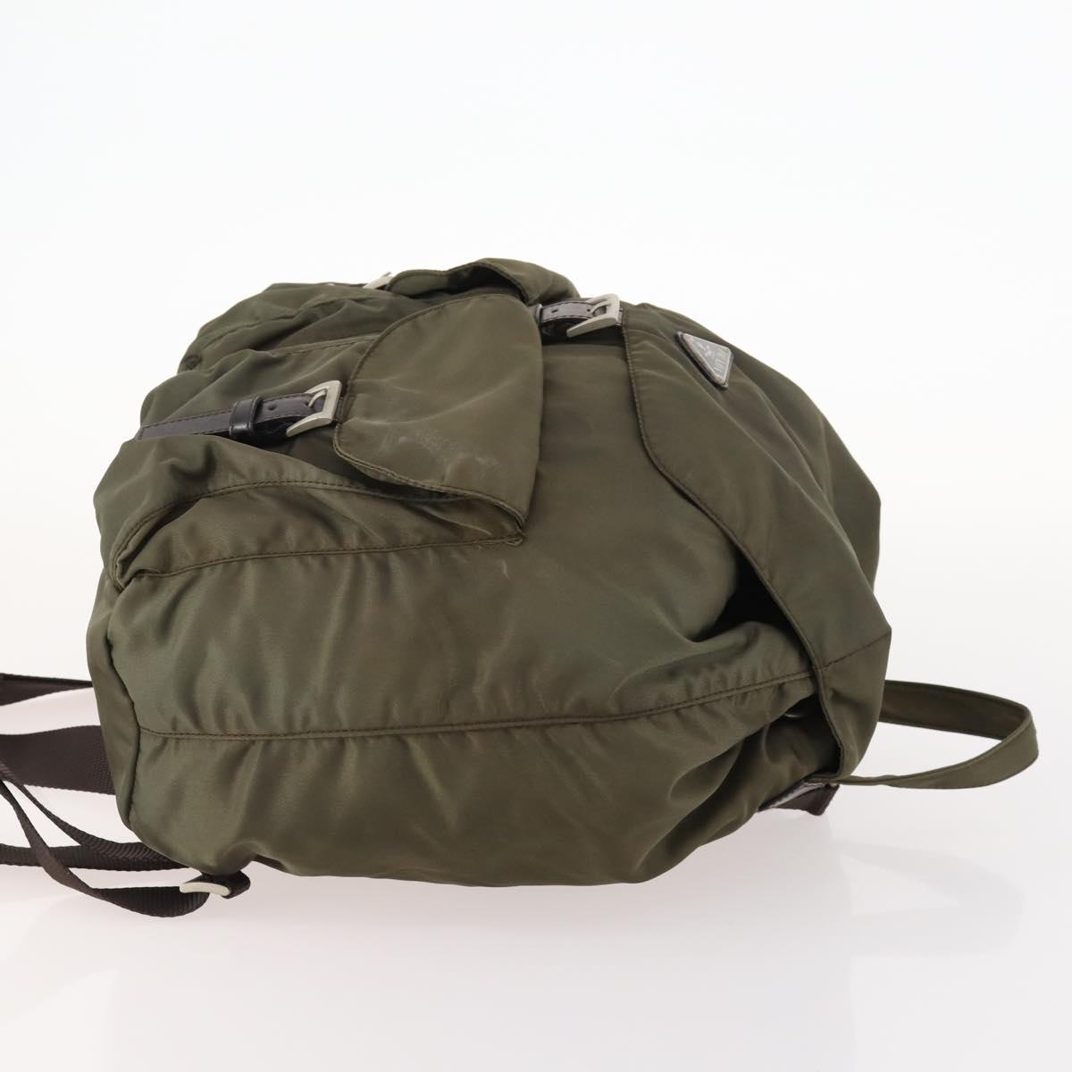 PRADA Backpack Nylon Khaki Silver Auth ti3677