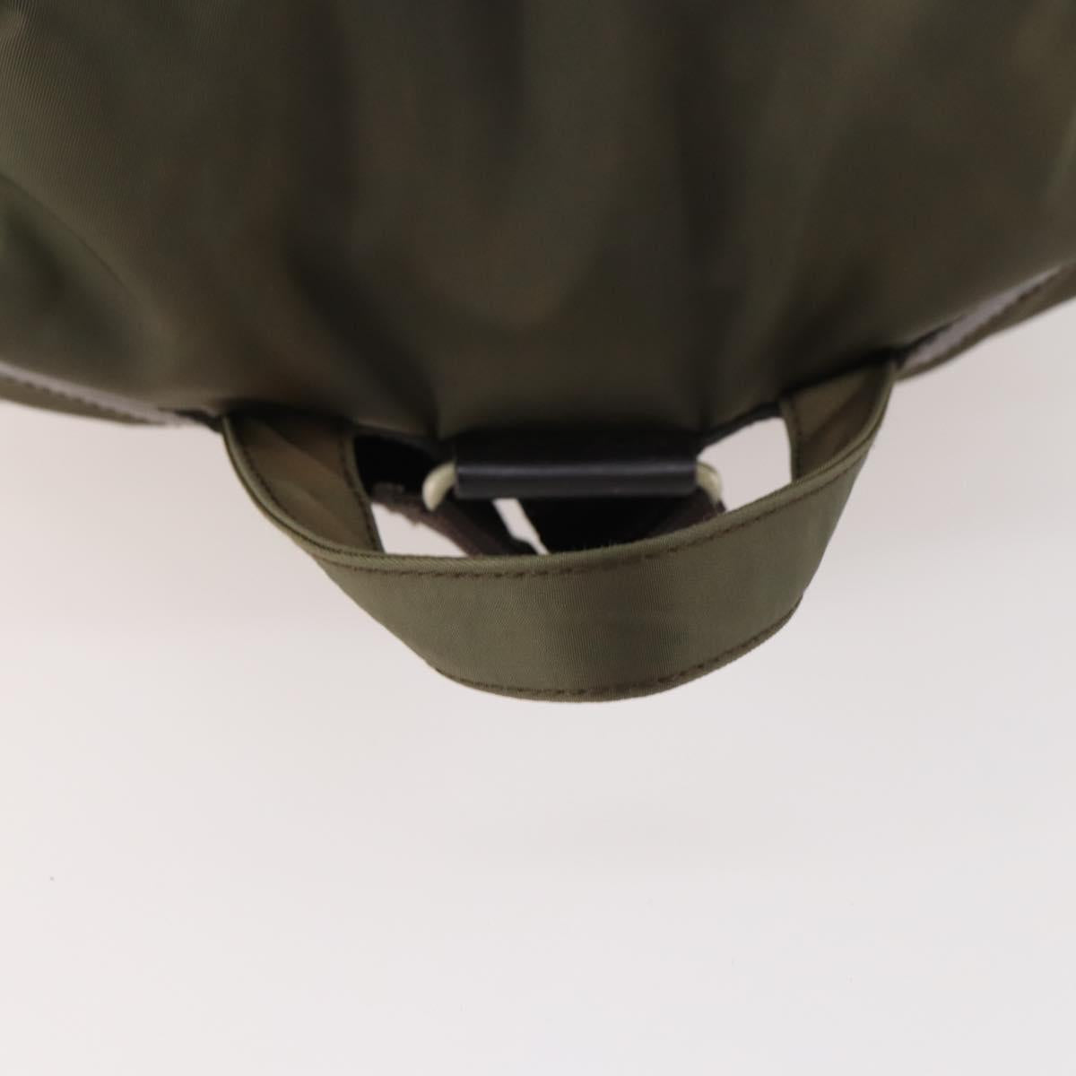 PRADA Backpack Nylon Khaki Silver Auth ti3677
