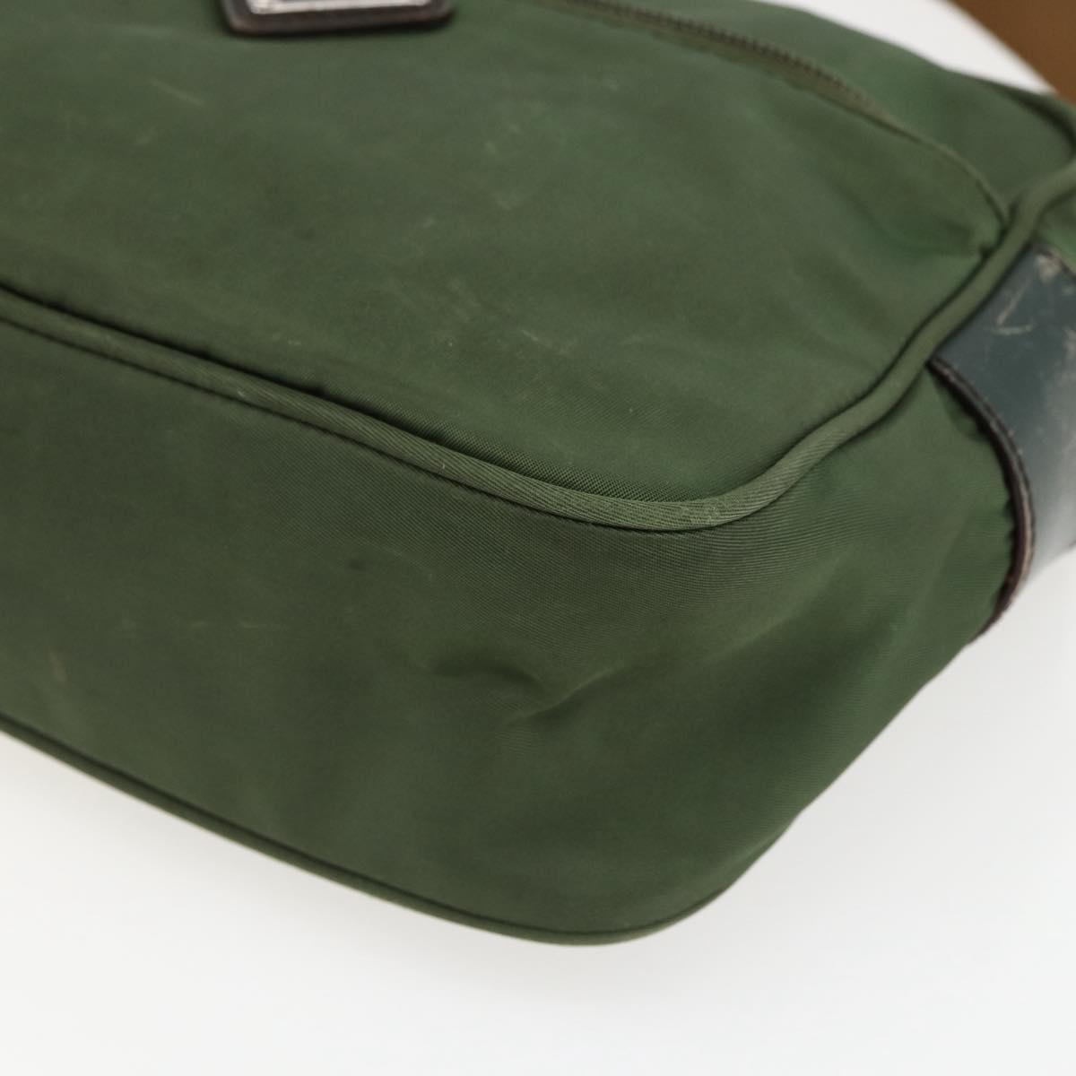 PRADA Shoulder Bag Nylon Green Silver Auth ti3679