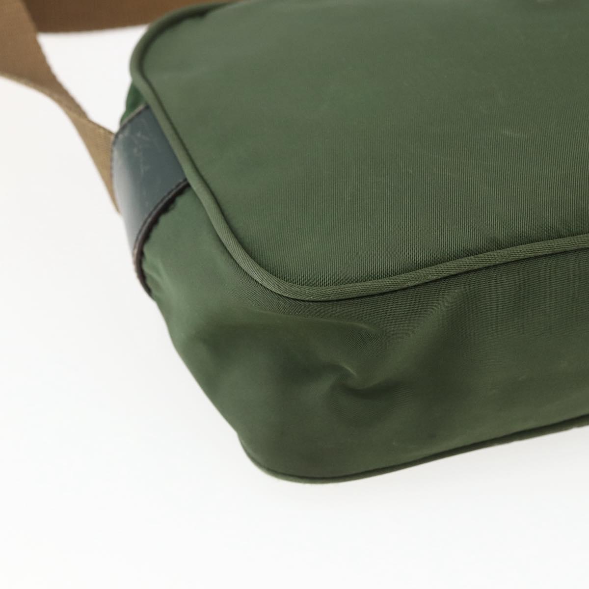 PRADA Shoulder Bag Nylon Green Silver Auth ti3679