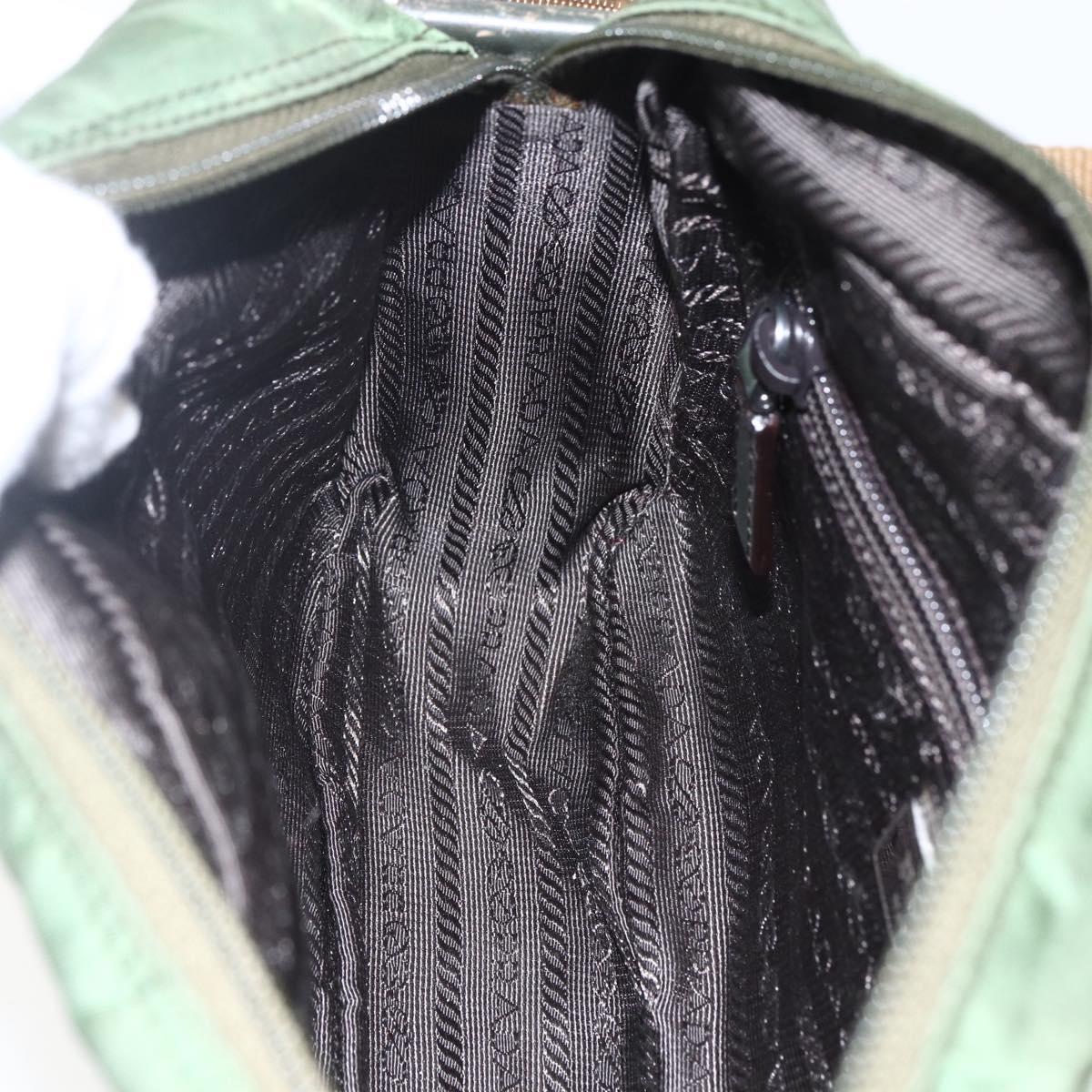 PRADA Shoulder Bag Nylon Green Silver Auth ti3679