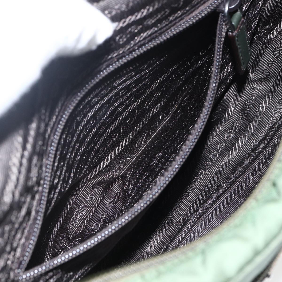 PRADA Shoulder Bag Nylon Green Silver Auth ti3679