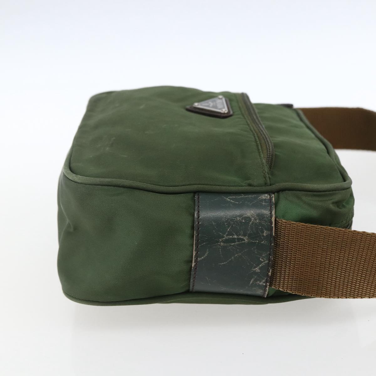 PRADA Shoulder Bag Nylon Green Silver Auth ti3679