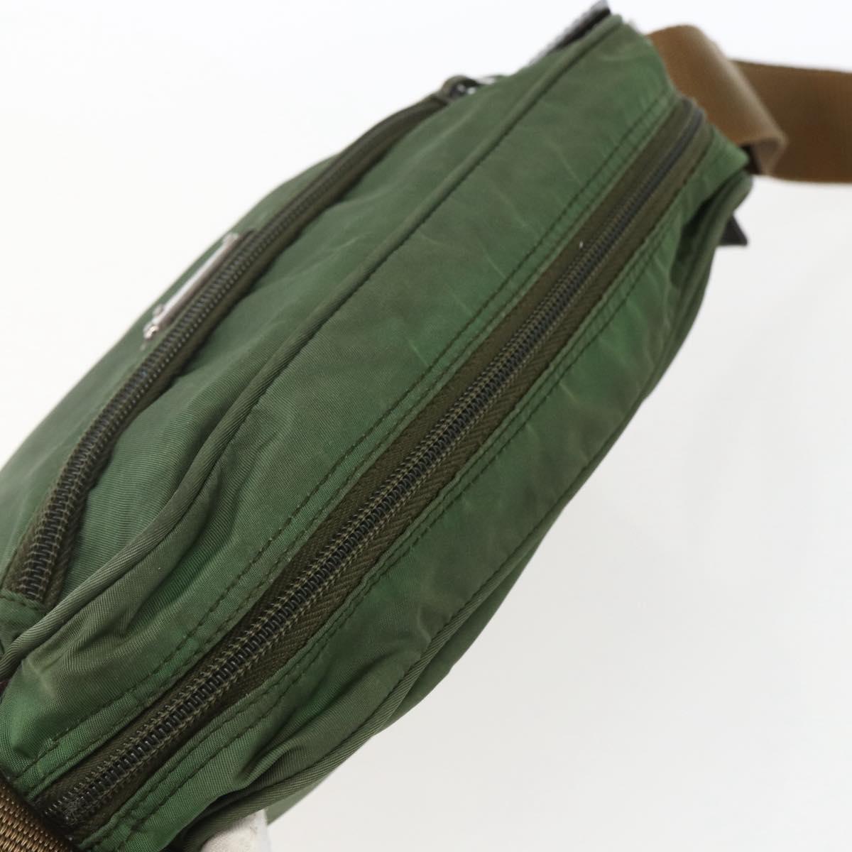 PRADA Shoulder Bag Nylon Green Silver Auth ti3679