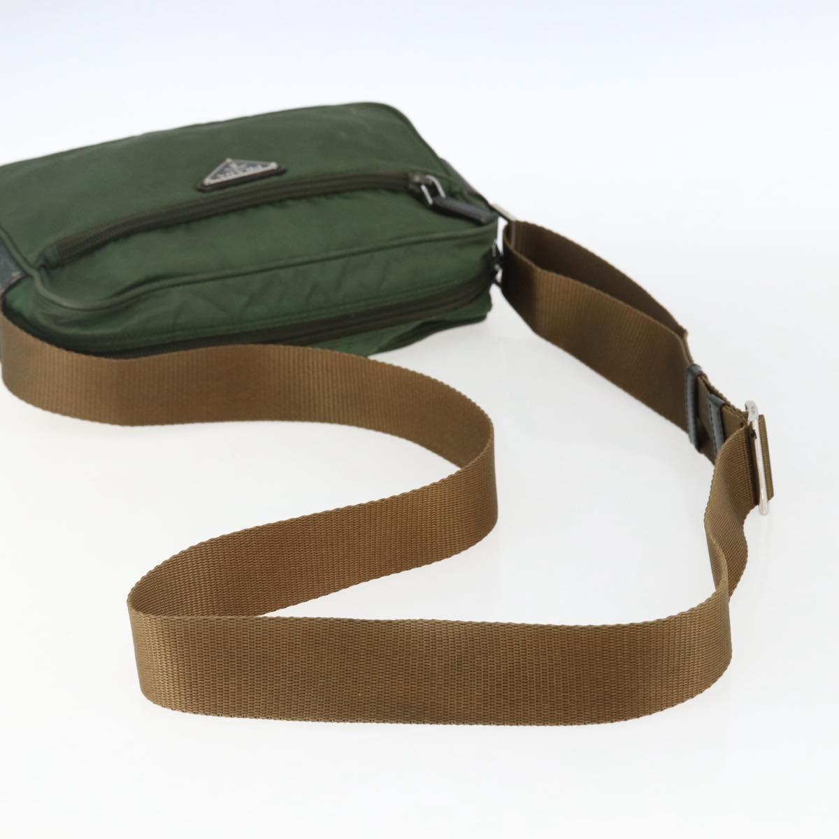 PRADA Shoulder Bag Nylon Green Silver Auth ti3679