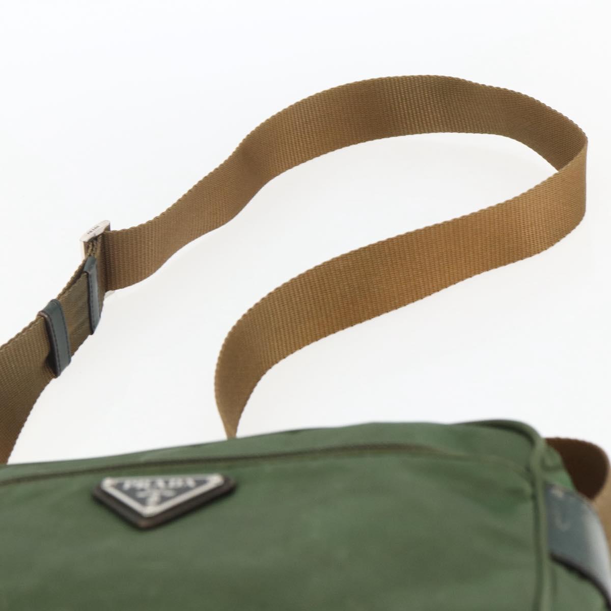 PRADA Shoulder Bag Nylon Green Silver Auth ti3679