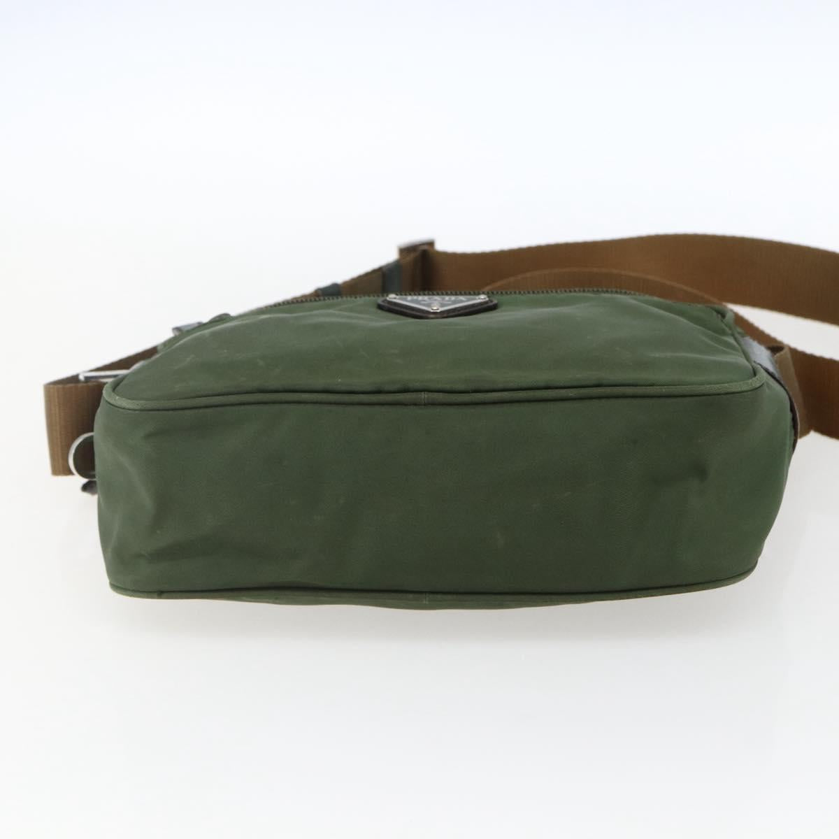 PRADA Shoulder Bag Nylon Green Silver Auth ti3679