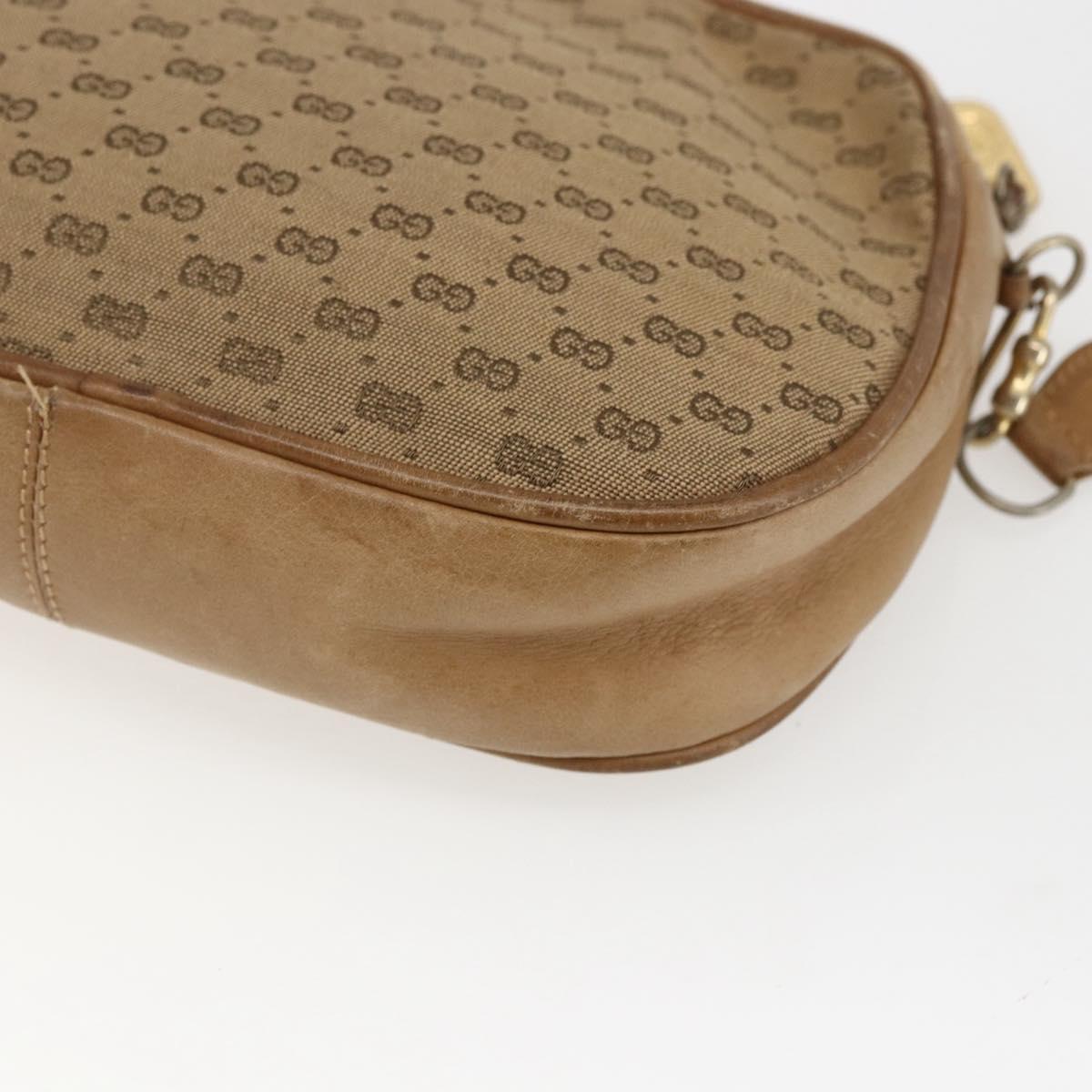 GUCCI Micro GG Canvas Shoulder Bag Beige Gold Auth ti3682