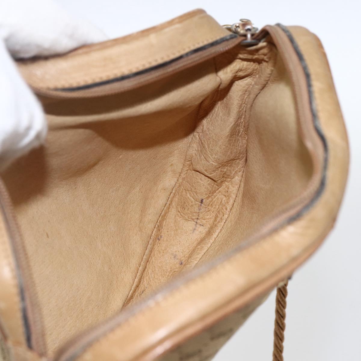 GUCCI Micro GG Canvas Shoulder Bag Beige Gold Auth ti3682