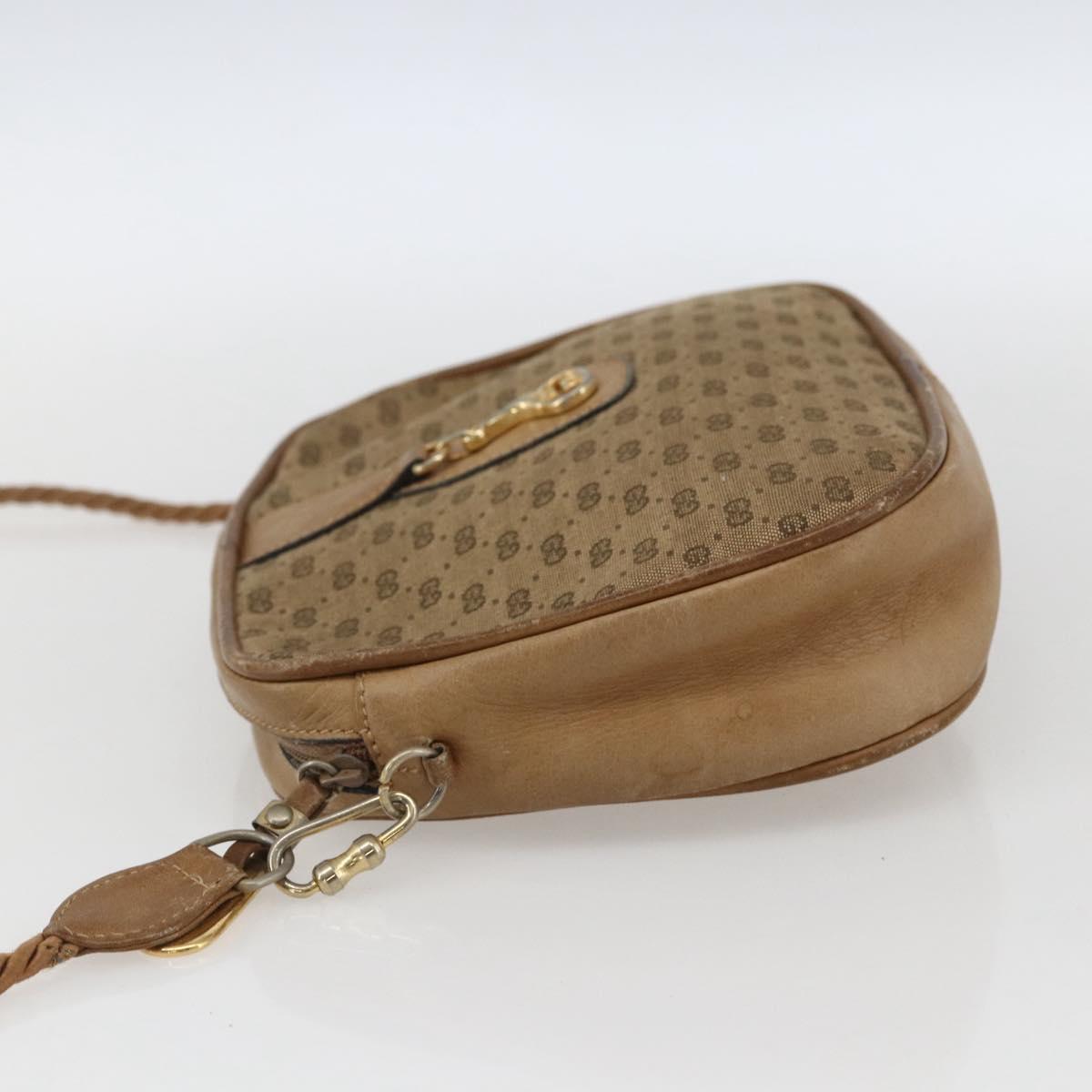 GUCCI Micro GG Canvas Shoulder Bag Beige Gold Auth ti3682