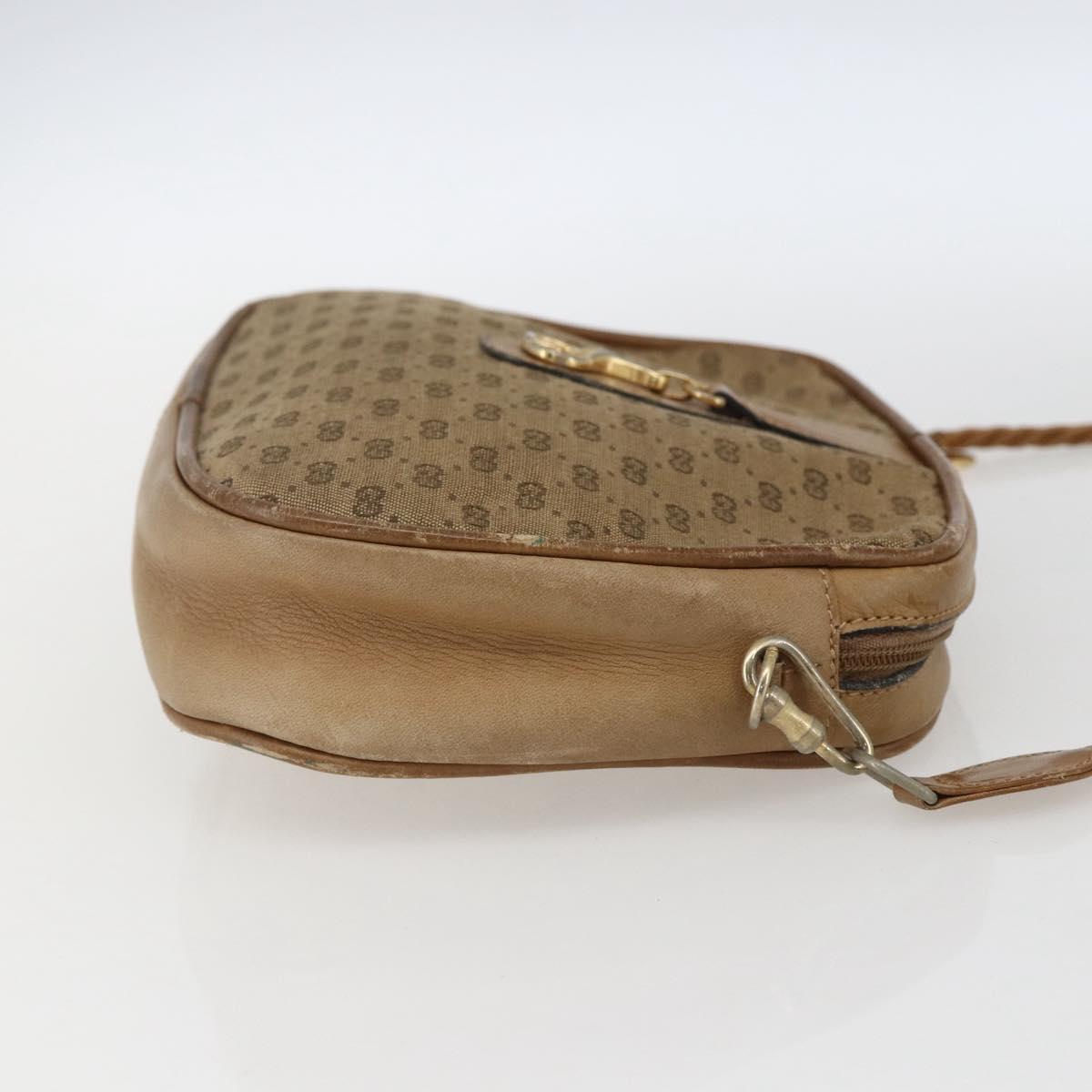 GUCCI Micro GG Canvas Shoulder Bag Beige Gold Auth ti3682