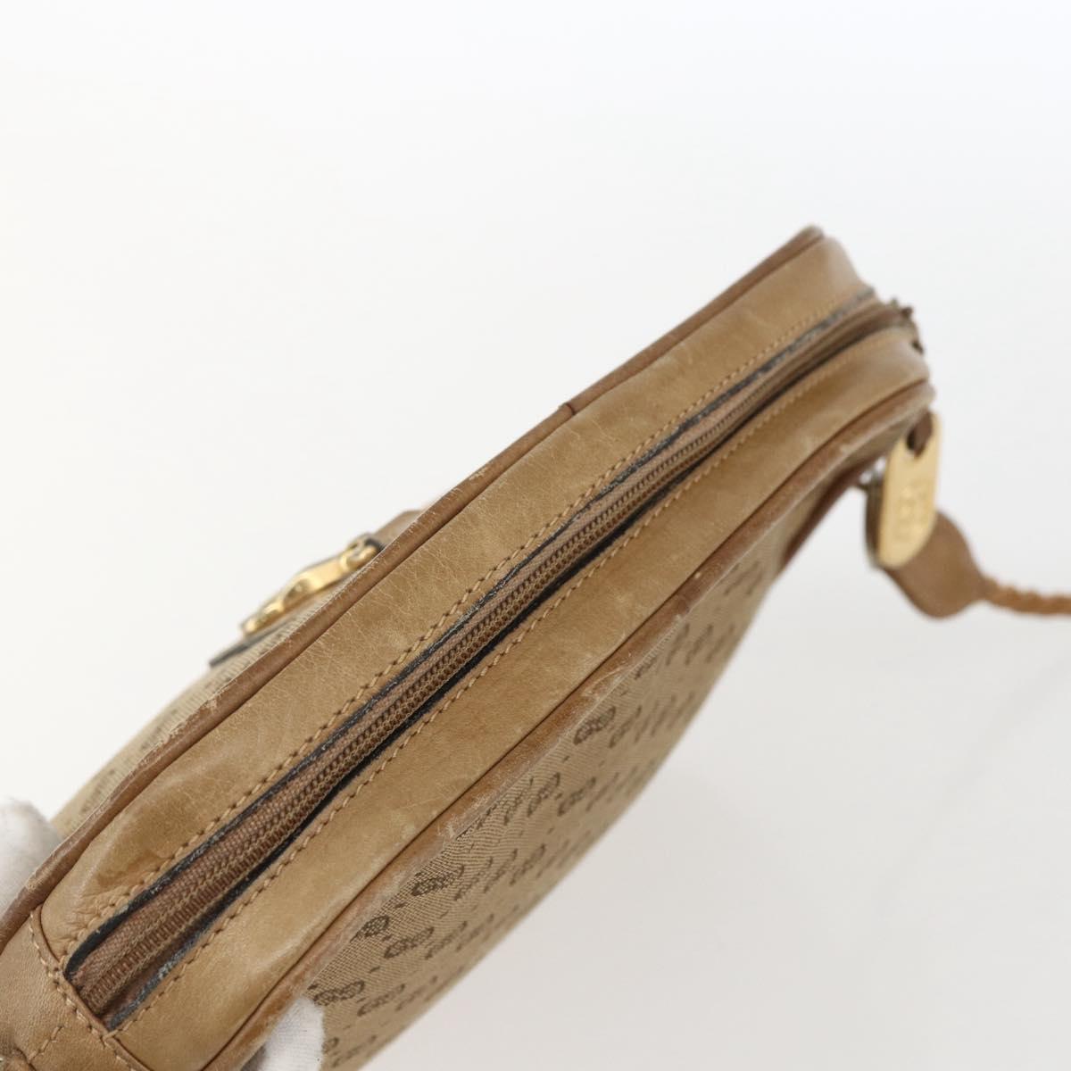 GUCCI Micro GG Canvas Shoulder Bag Beige Gold Auth ti3682