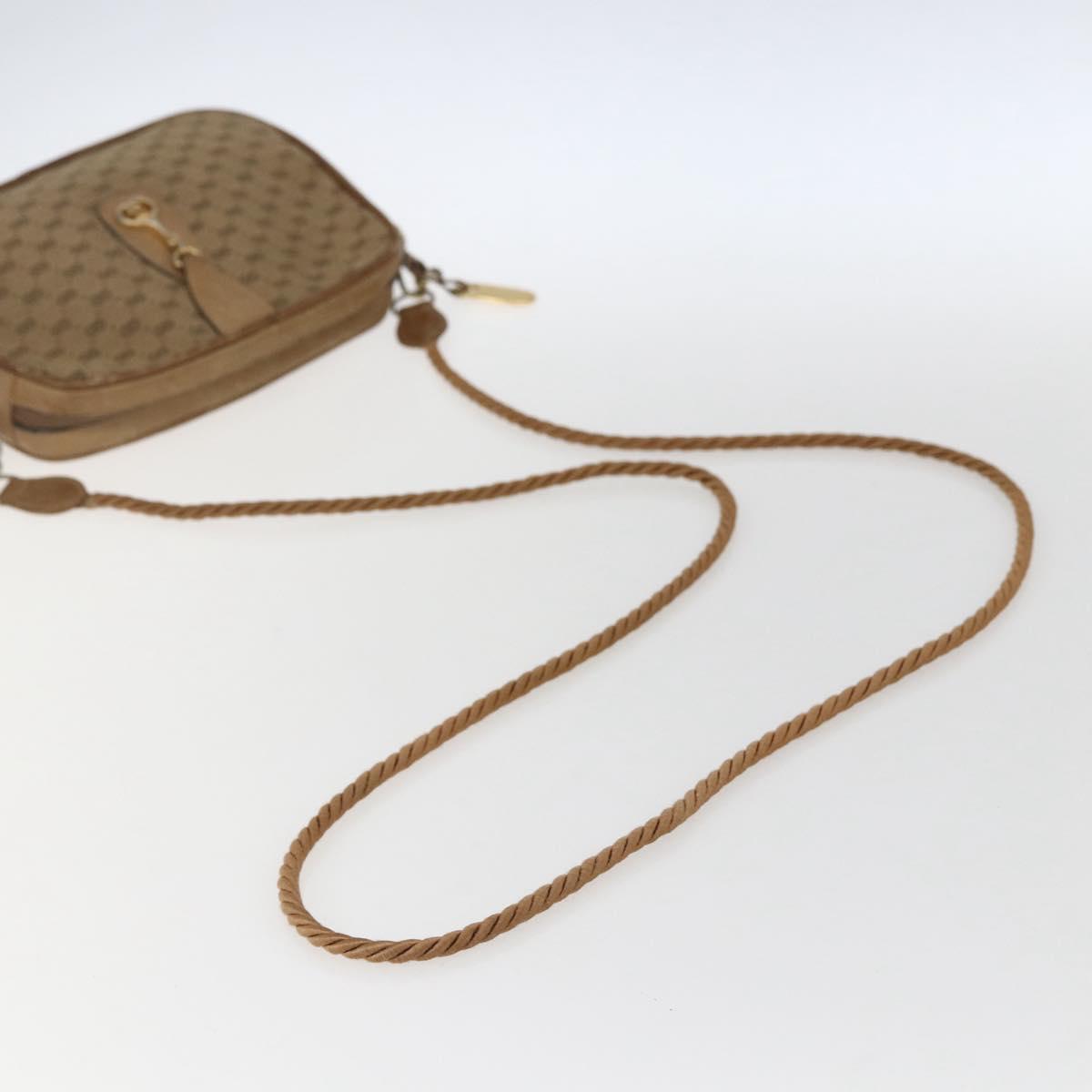 GUCCI Micro GG Canvas Shoulder Bag Beige Gold Auth ti3682