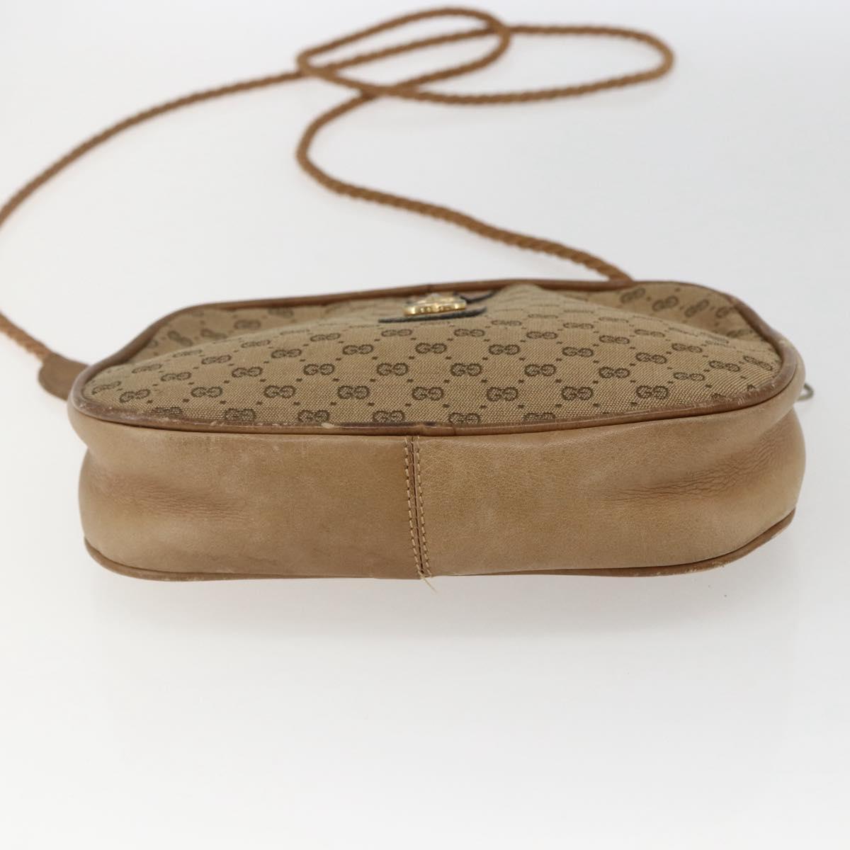 GUCCI Micro GG Canvas Shoulder Bag Beige Gold Auth ti3682