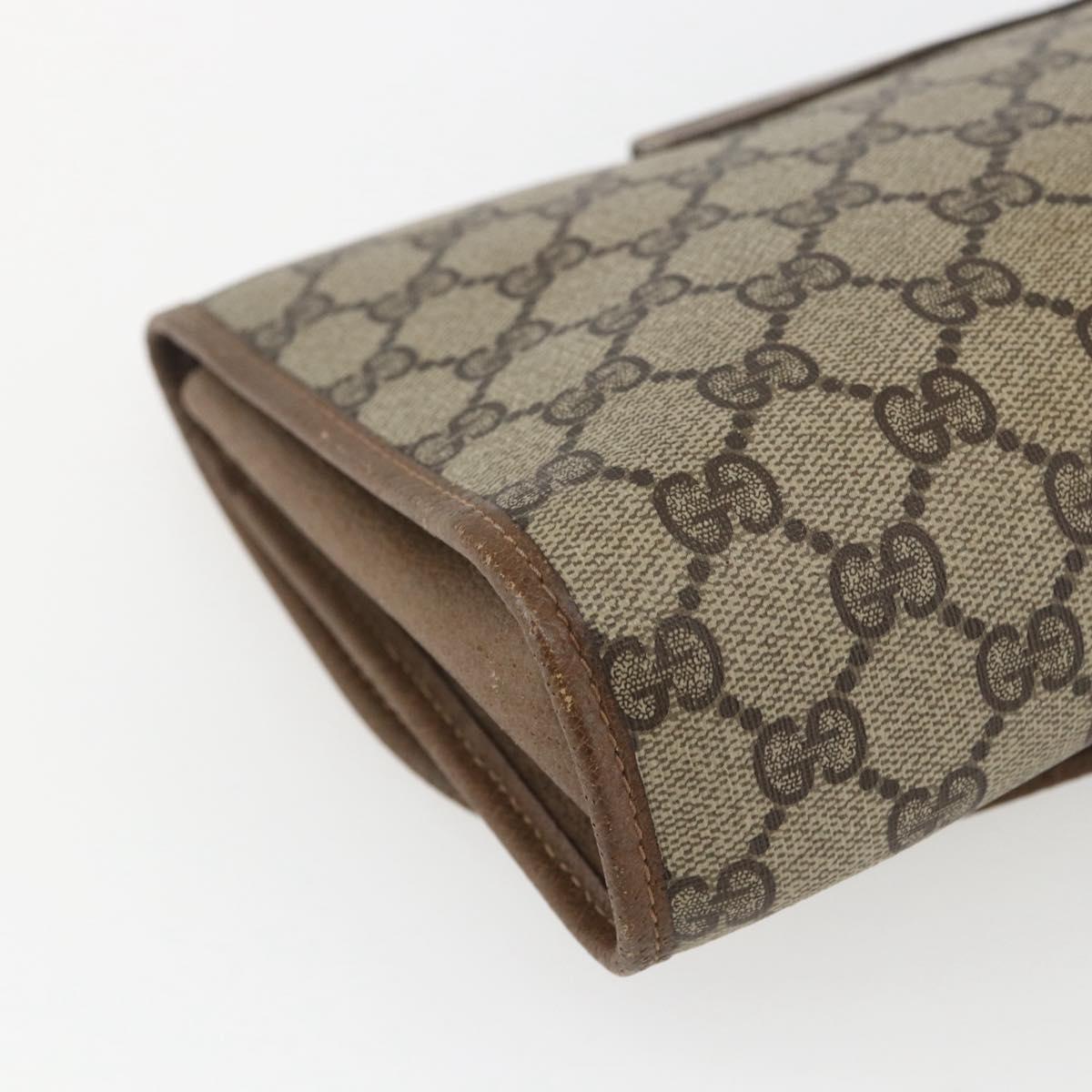 GUCCI GG Supreme Web Sherry Line Clutch Bag PVC Beige Gold 89 01 030 Auth ti3683