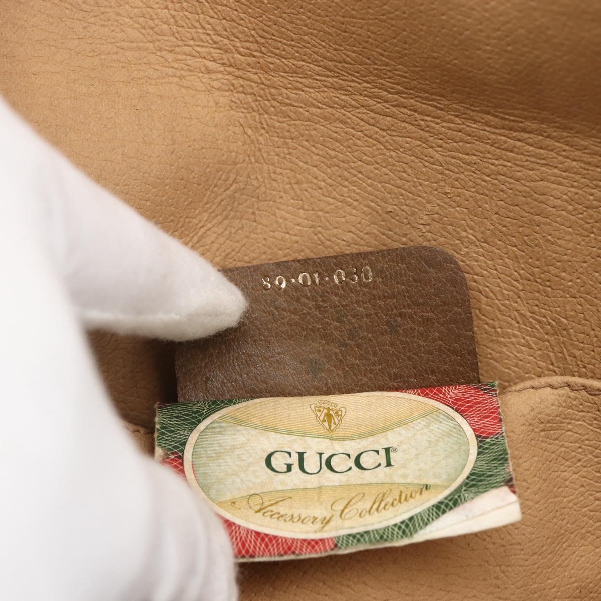 GUCCI GG Supreme Web Sherry Line Clutch Bag PVC Beige Gold 89 01 030 Auth ti3683