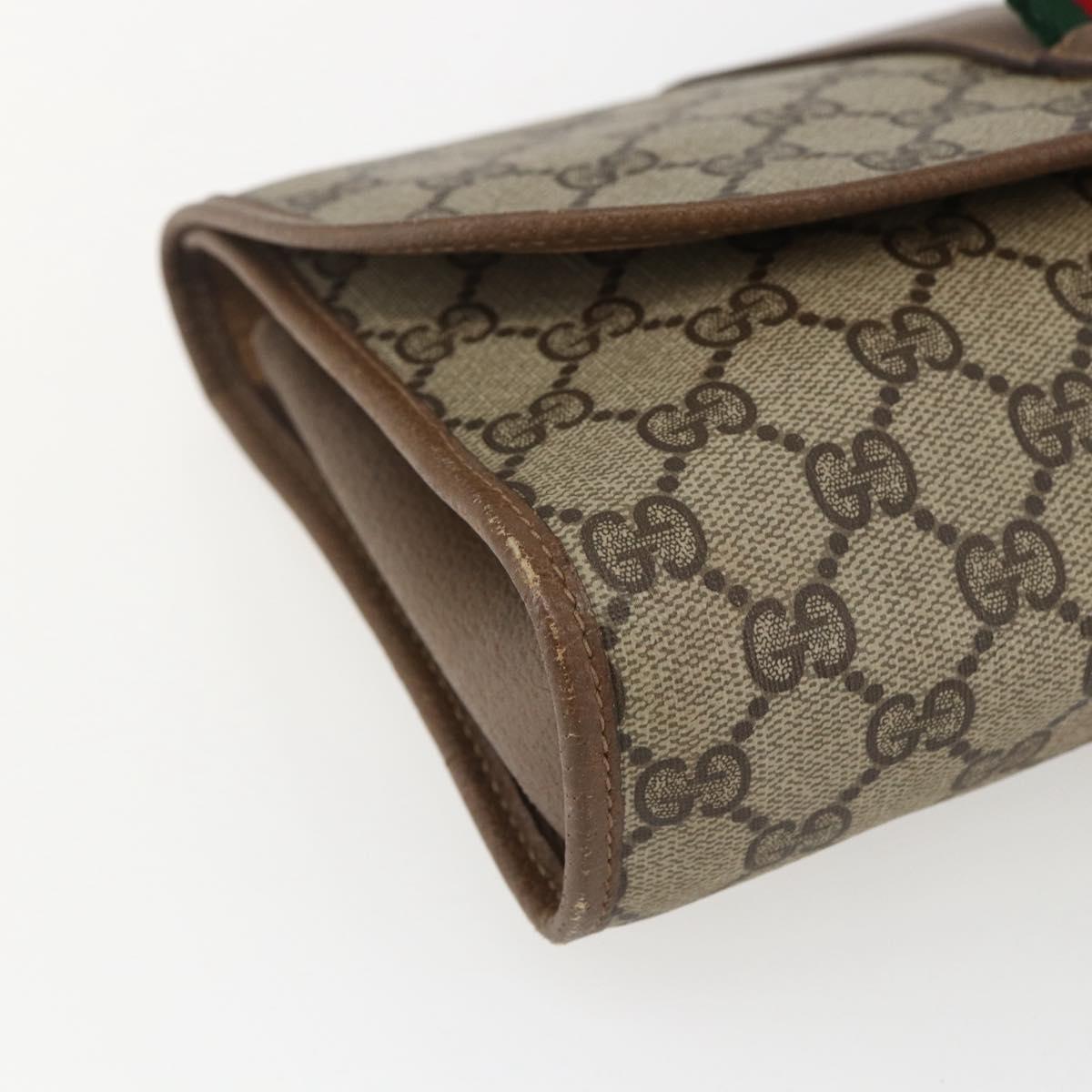 GUCCI GG Supreme Web Sherry Line Clutch Bag PVC Beige Gold 89 01 030 Auth ti3683