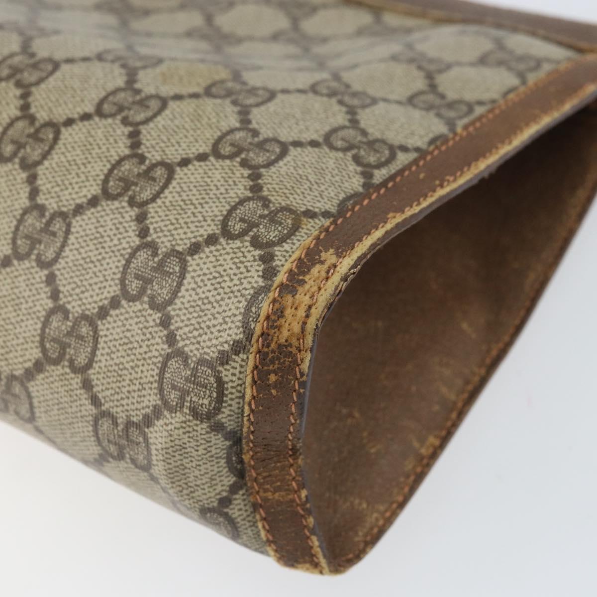 GUCCI GG Supreme Web Sherry Line Clutch Bag PVC Beige Gold 89 01 033 Auth ti3684