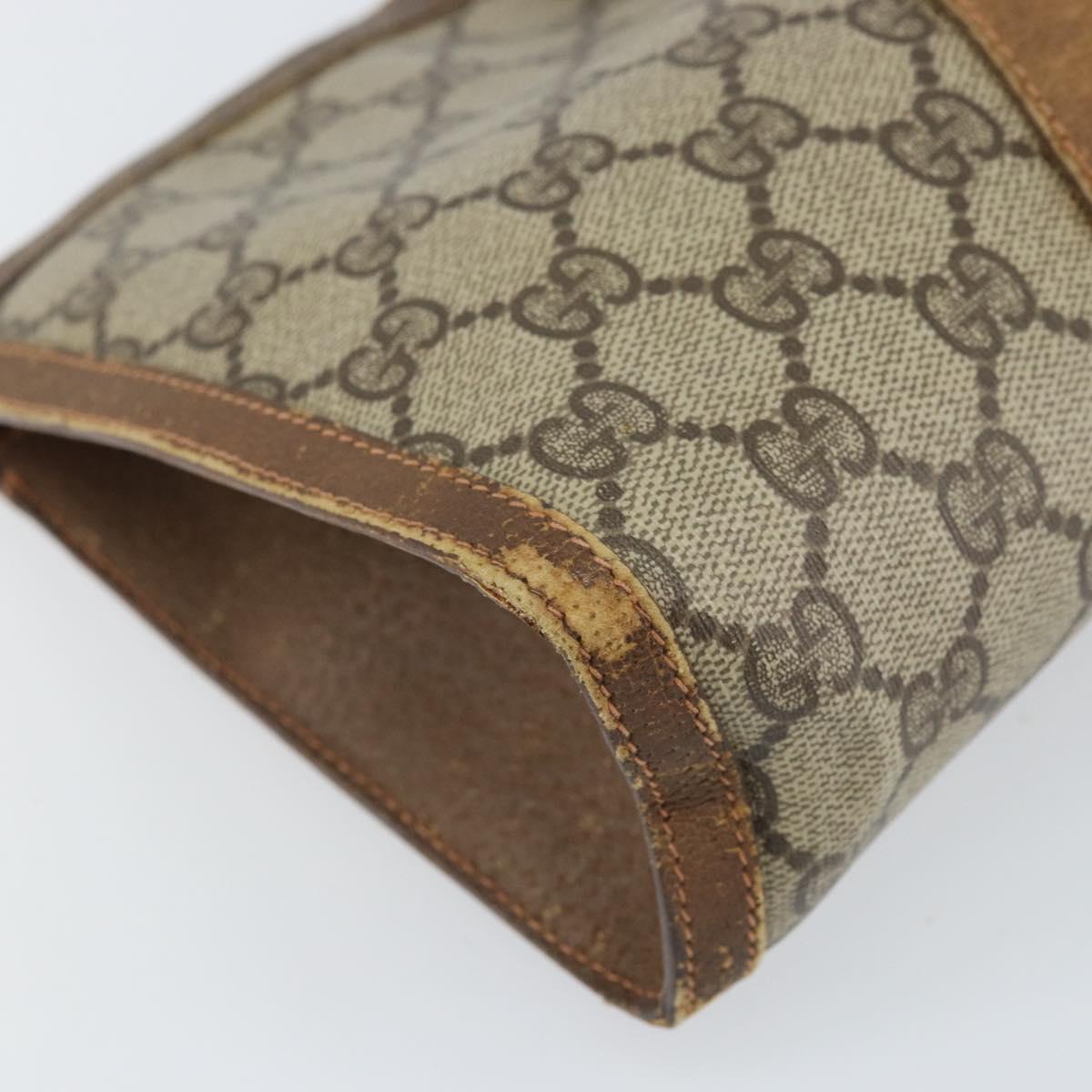 GUCCI GG Supreme Web Sherry Line Clutch Bag PVC Beige Gold 89 01 033 Auth ti3684