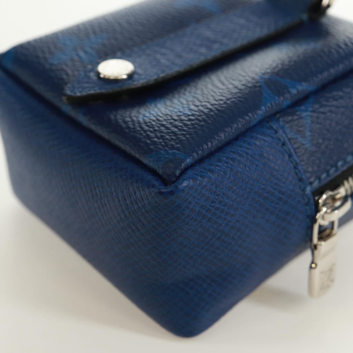 LOUIS VUITTON Monogram Taigarama Porte Cles Pouch Blue M69309 LV Auth ti3689V