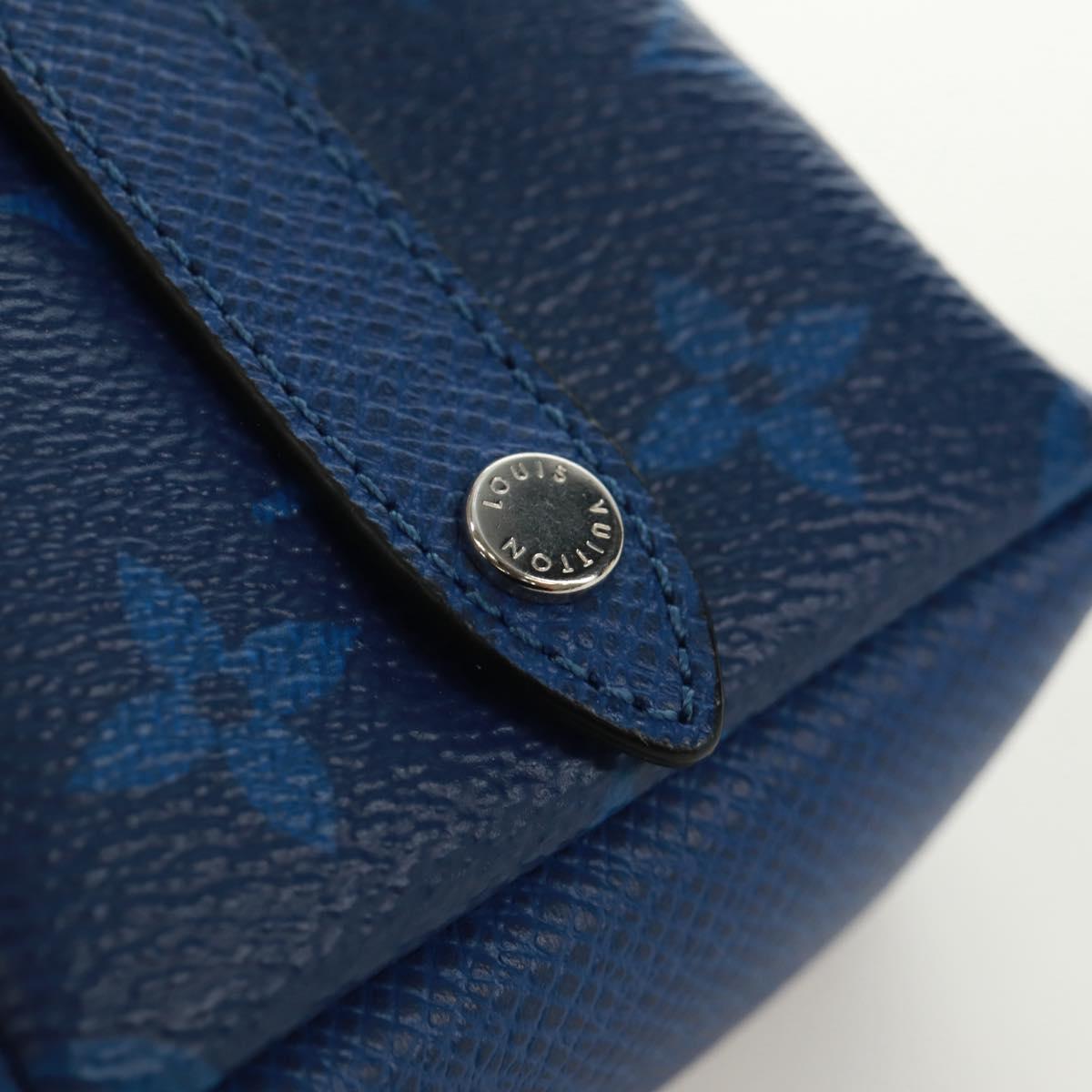 LOUIS VUITTON Monogram Taigarama Porte Cles Pouch Blue M69309 LV Auth ti3689V