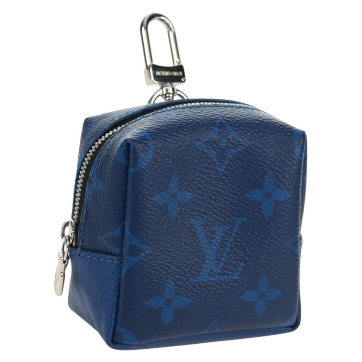 LOUIS VUITTON Monogram Taigarama Porte Cles Pouch Blue M69309 LV Auth ti3689V