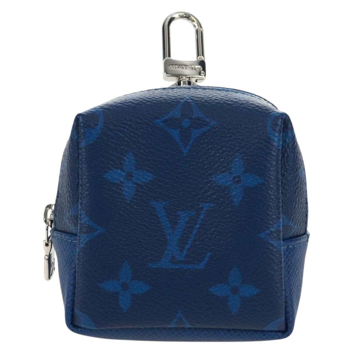 LOUIS VUITTON Monogram Taigarama Porte Cles Pouch Blue M69309 LV Auth ti3689V