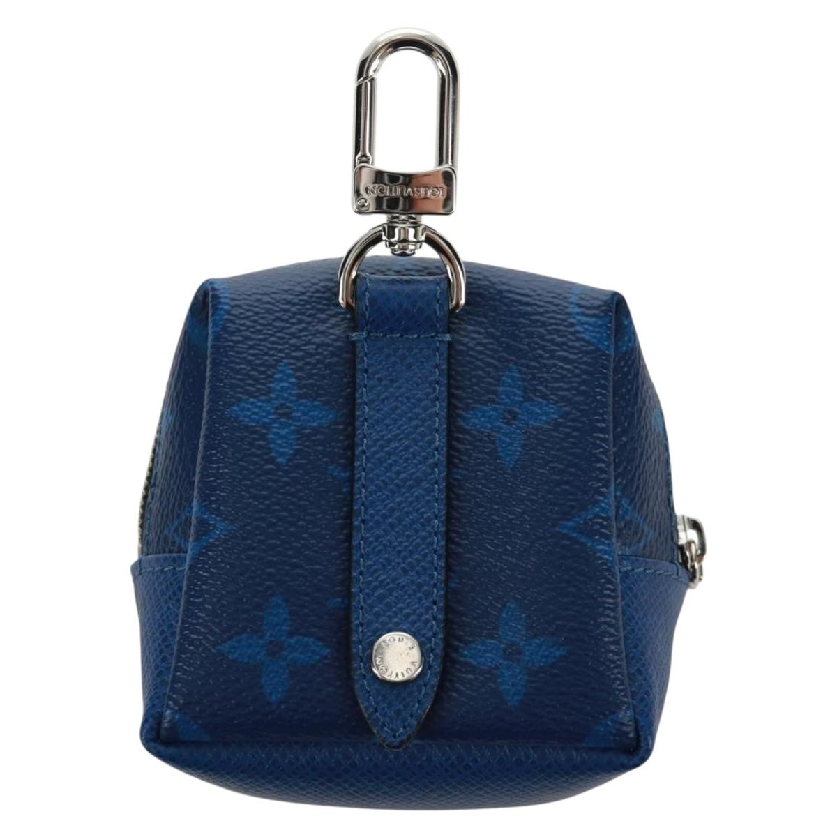 LOUIS VUITTON Monogram Taigarama Porte Cles Pouch Blue M69309 LV Auth ti3689V