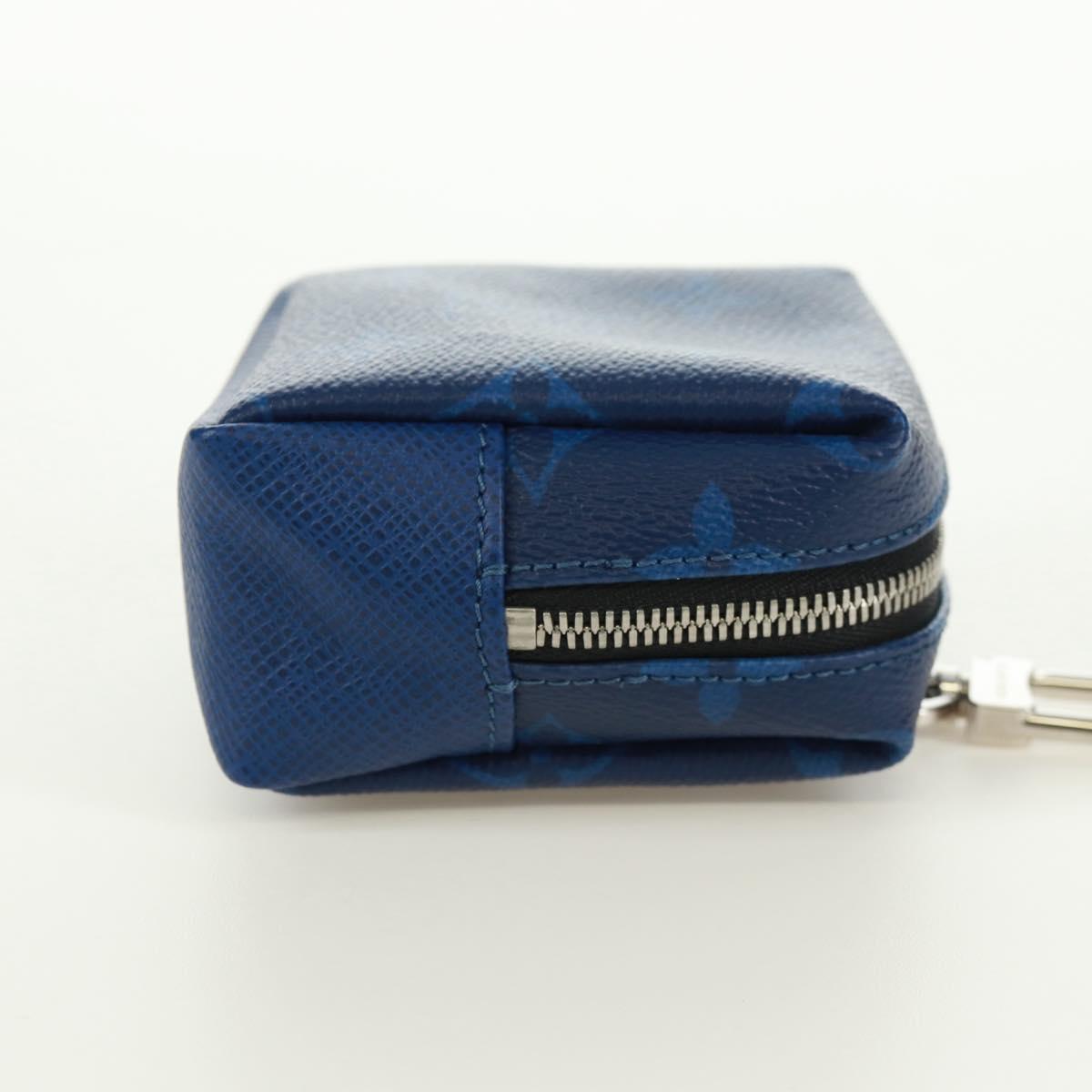 LOUIS VUITTON Monogram Taigarama Porte Cles Pouch Blue M69309 LV Auth ti3689V