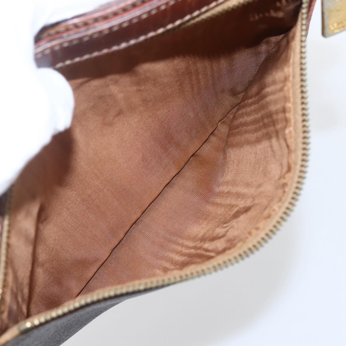 CELINE Macadam Canvas Clutch Bag PVC Leather Brown Gold Auth ti3690