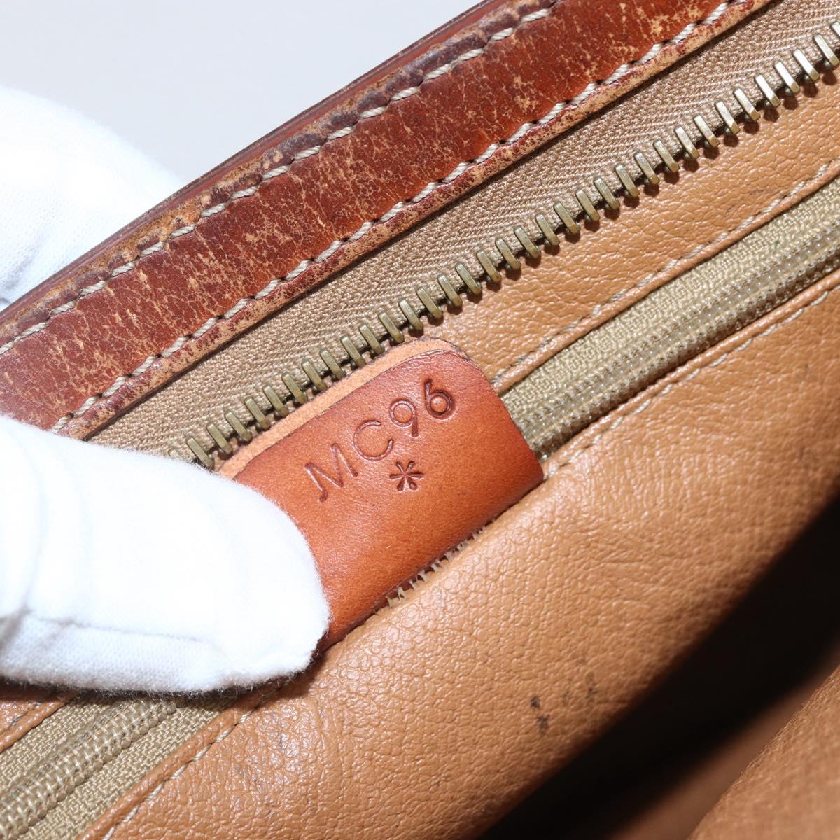 CELINE Macadam Canvas Clutch Bag PVC Leather Brown Gold Auth ti3690