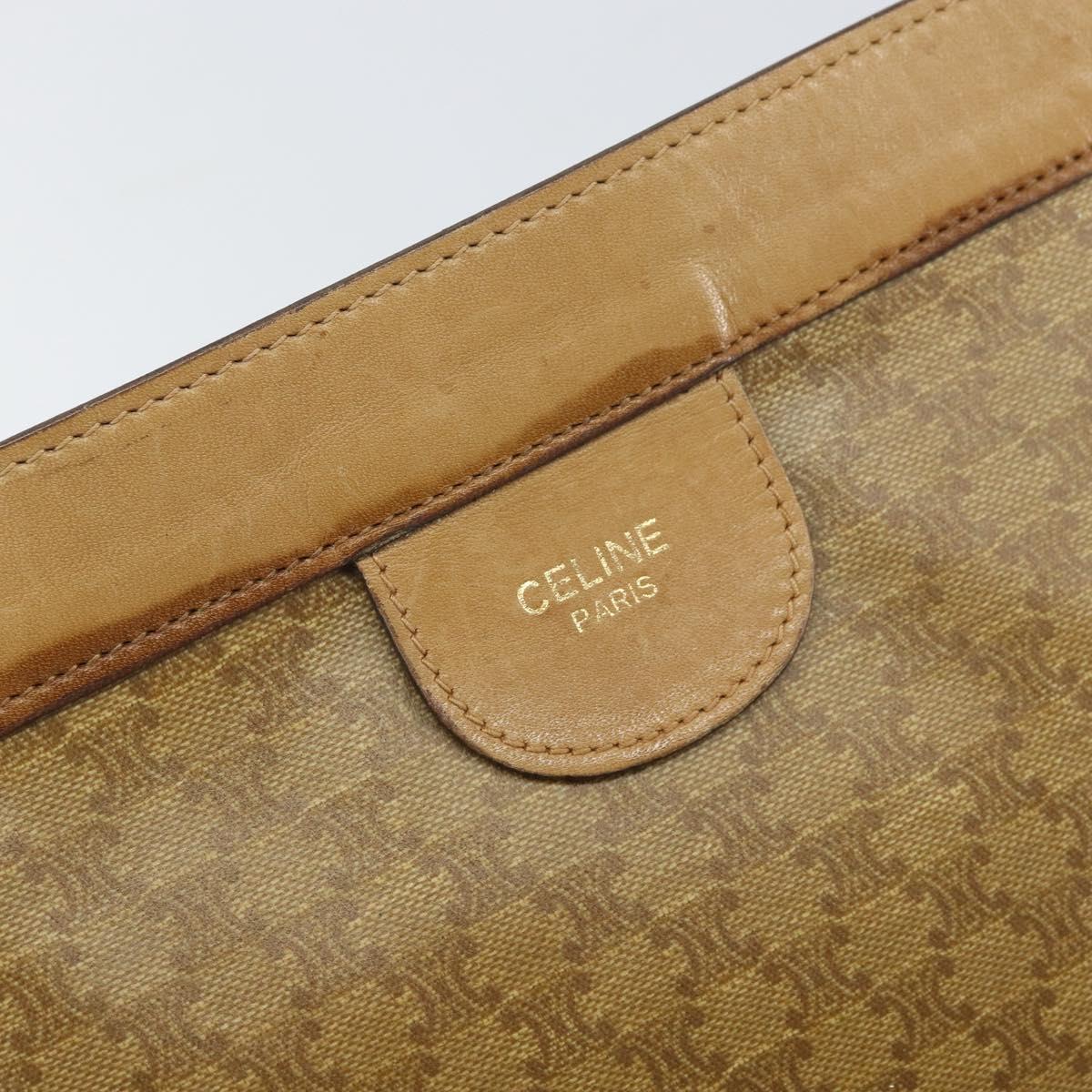 CELINE Macadam Canvas Clutch Bag PVC Beige Auth ti3691